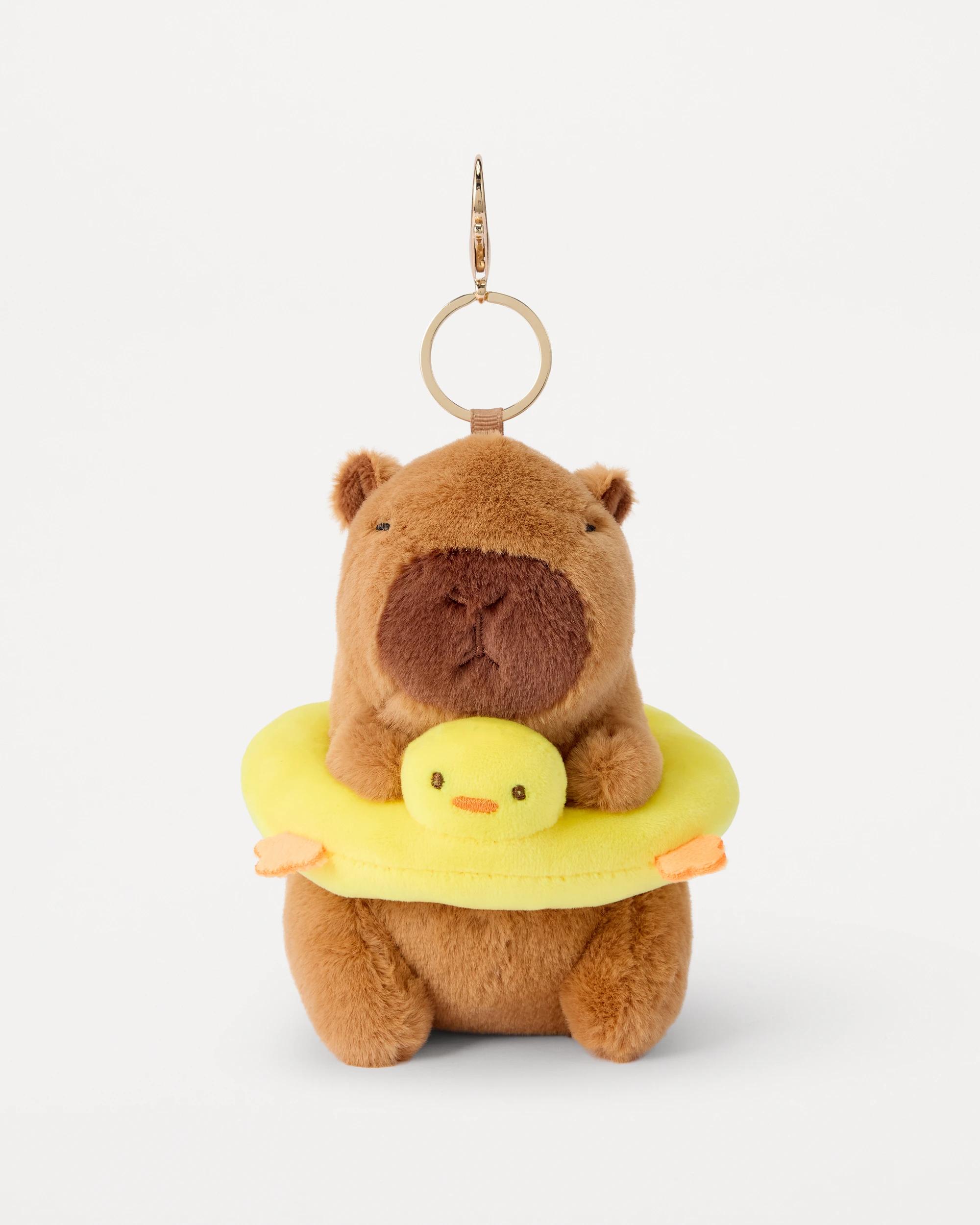 2 Duck Capybara Charm Keyring - Brown, Yellow and Gold Tone Brown, 2 of 5