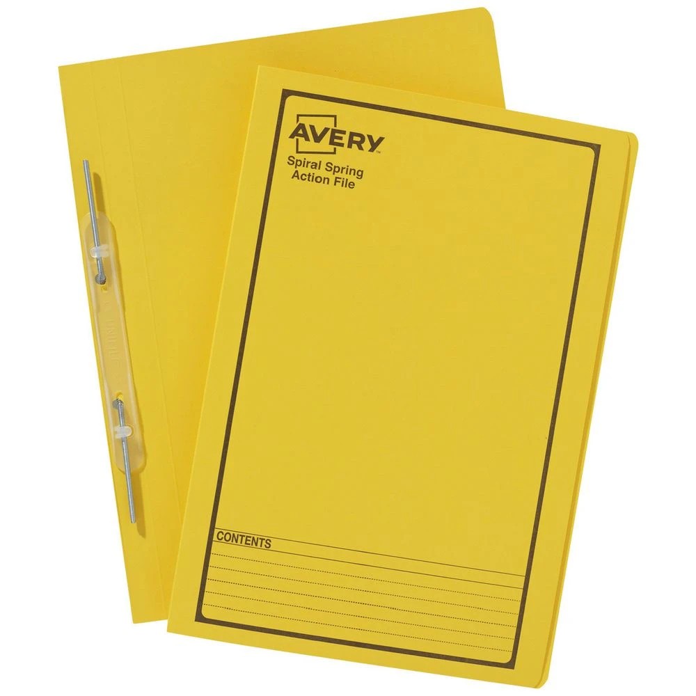 1 Avery Foolscap Spiral Spring Files Yellow 5 Pack, 1 of 4