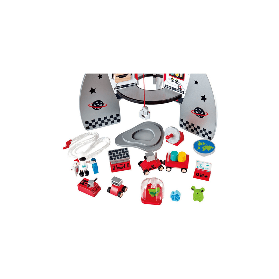 5 Hape 20pc Four Stage Rocket Ship Wooden Toy 74cm Kids Toddler 3y+. - White, 5 of 9