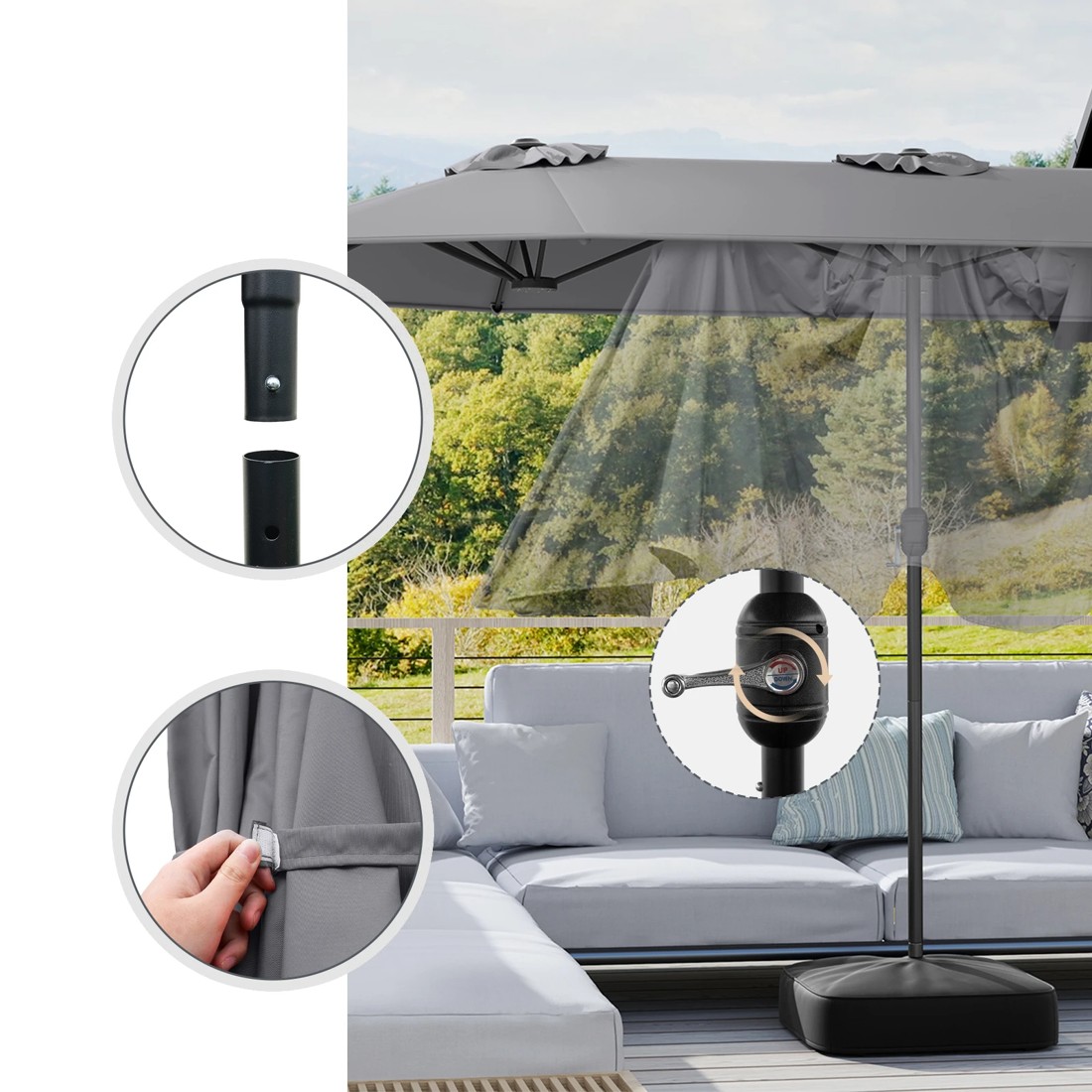 2 Costway Double-sided Patio Umbrella Extra Large Twin Table Umbrella, 2 of 5