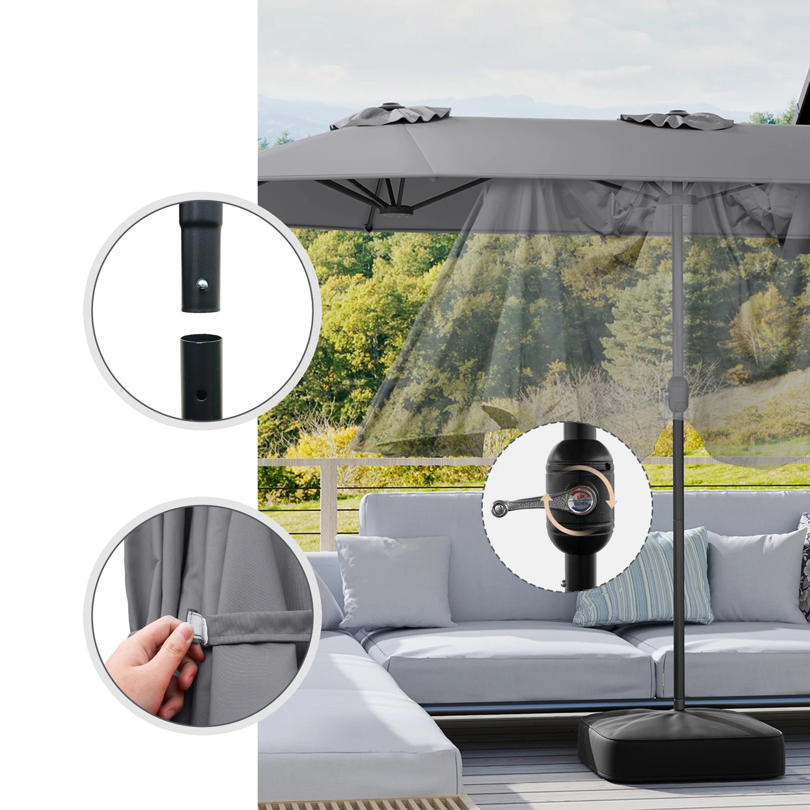 2 Costway Double-sided Patio Umbrella Extra Large Twin Table Umbrella, 2 of 6