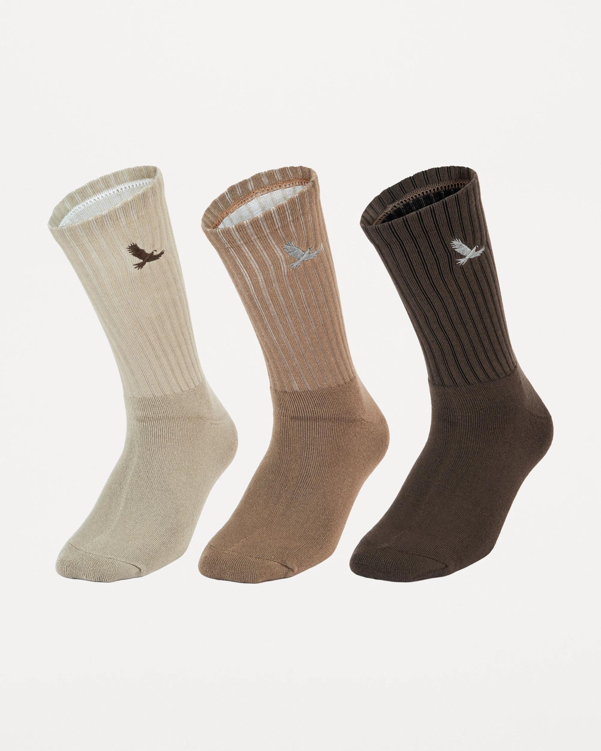 1 3 Pack Bamboo Rib Crew Socks Coffee, 1 of 3