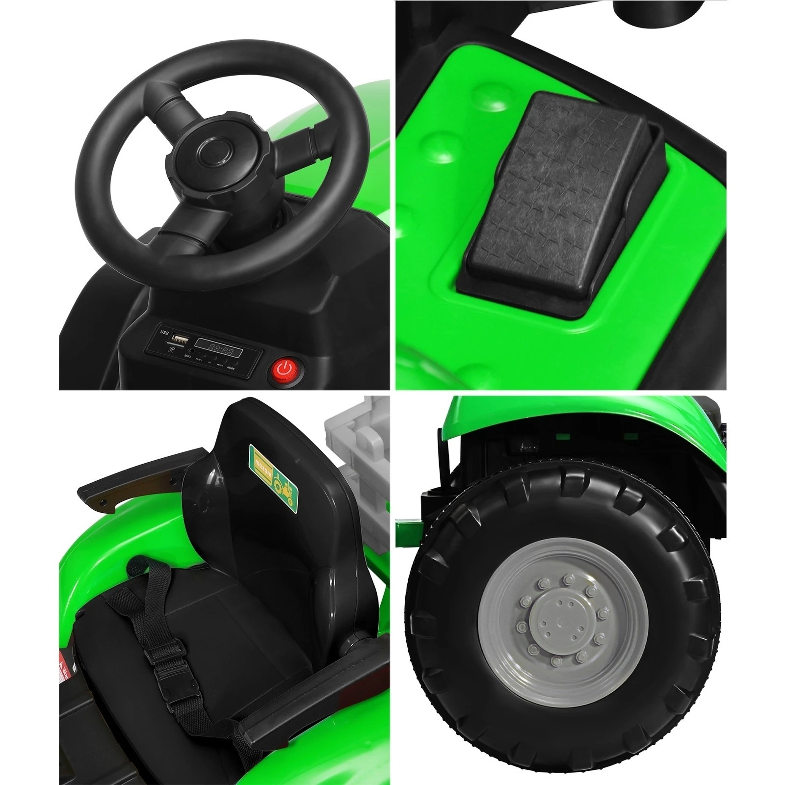 6 Mazam 156 Cm Kids Ride On Car Tractor 12v Remote Control Electric Battery Toy
 - Green, 6 of 10