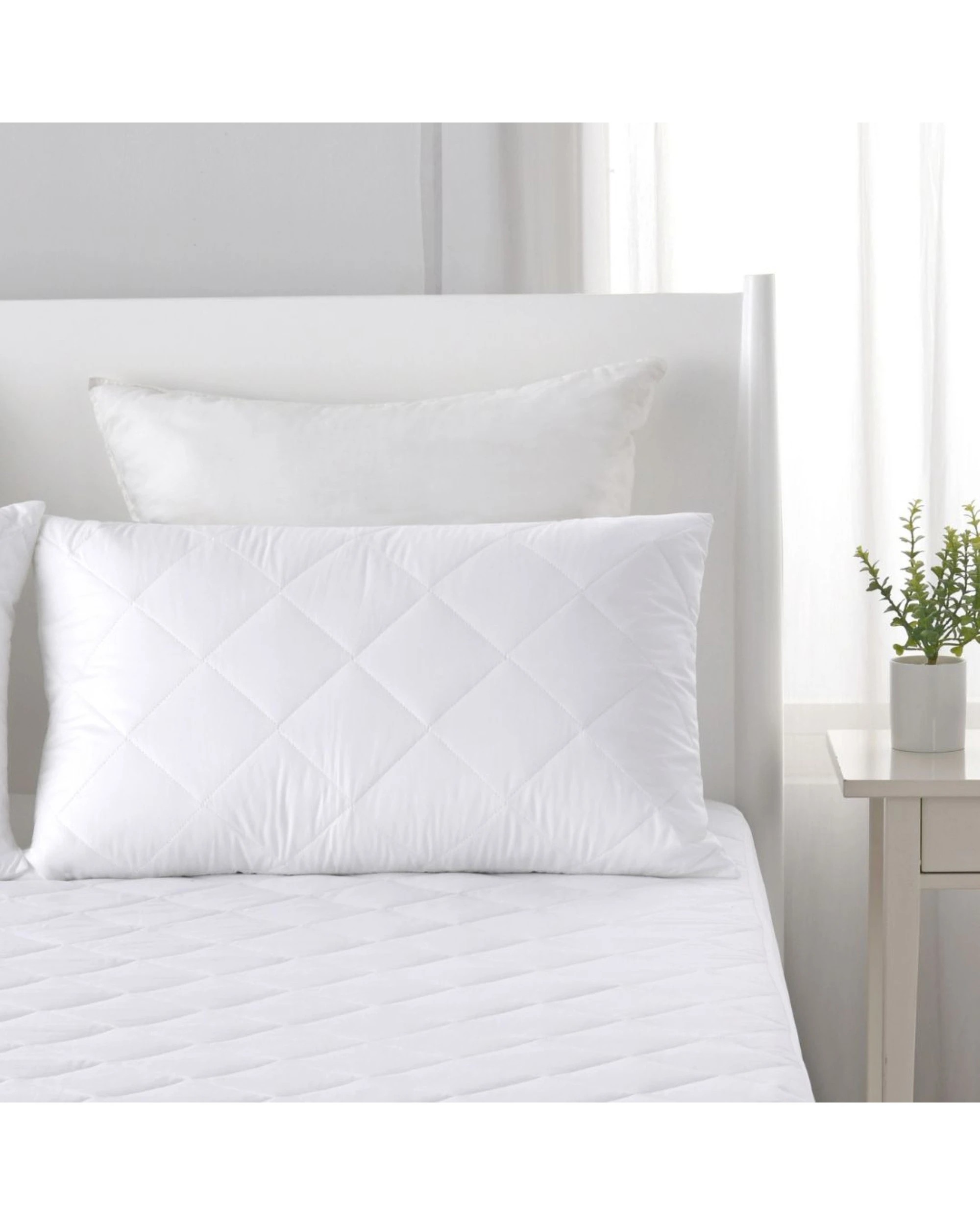 1 Dreamaker Quilted Cotton Cover Pillow Protector Standard 48x73cm (2 Pack) - White, 1 of 6