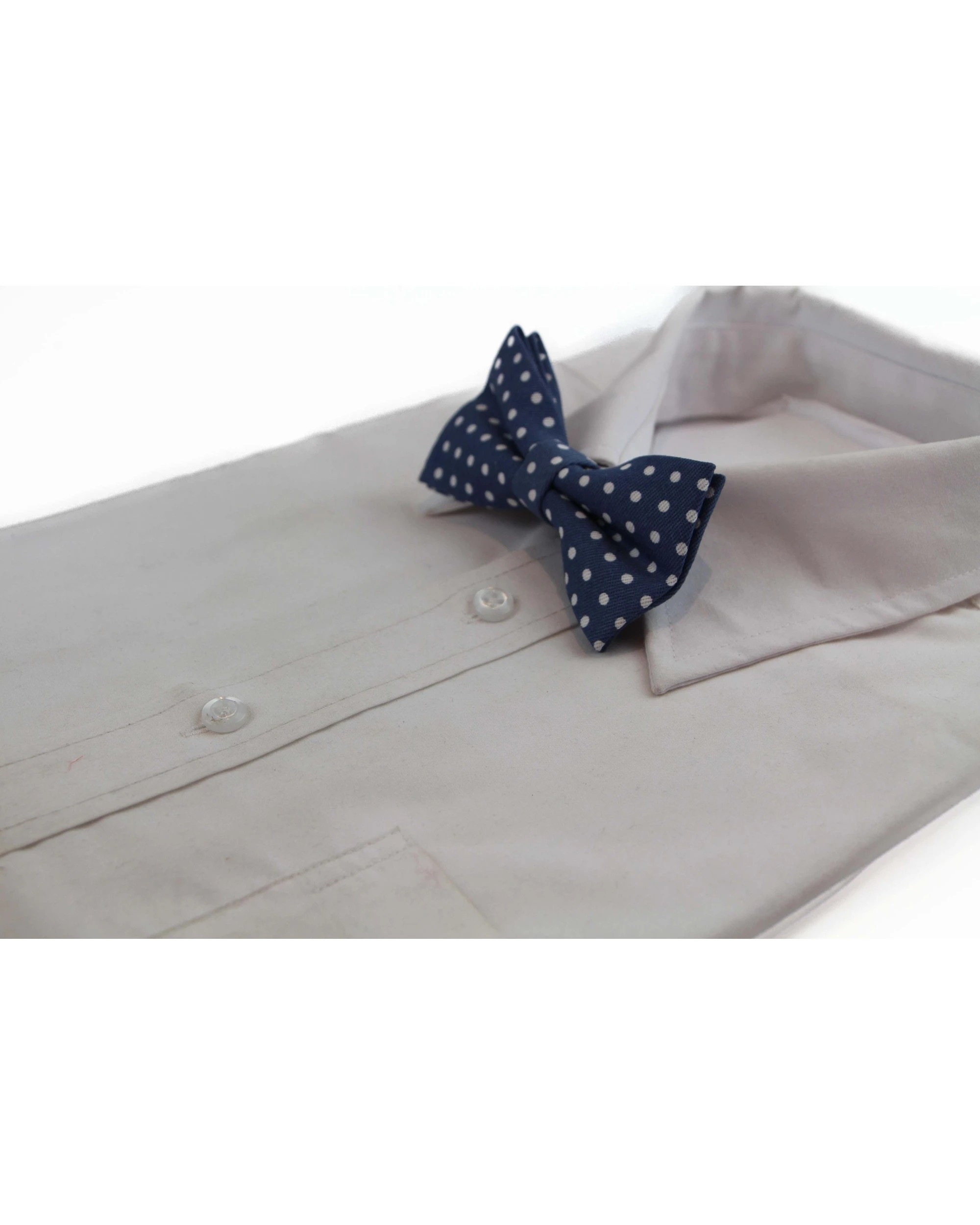 1 Zasel Mens Blue Grey & White Cord Polka Dot Patterned Bow Tie - Multi, 1 of 4