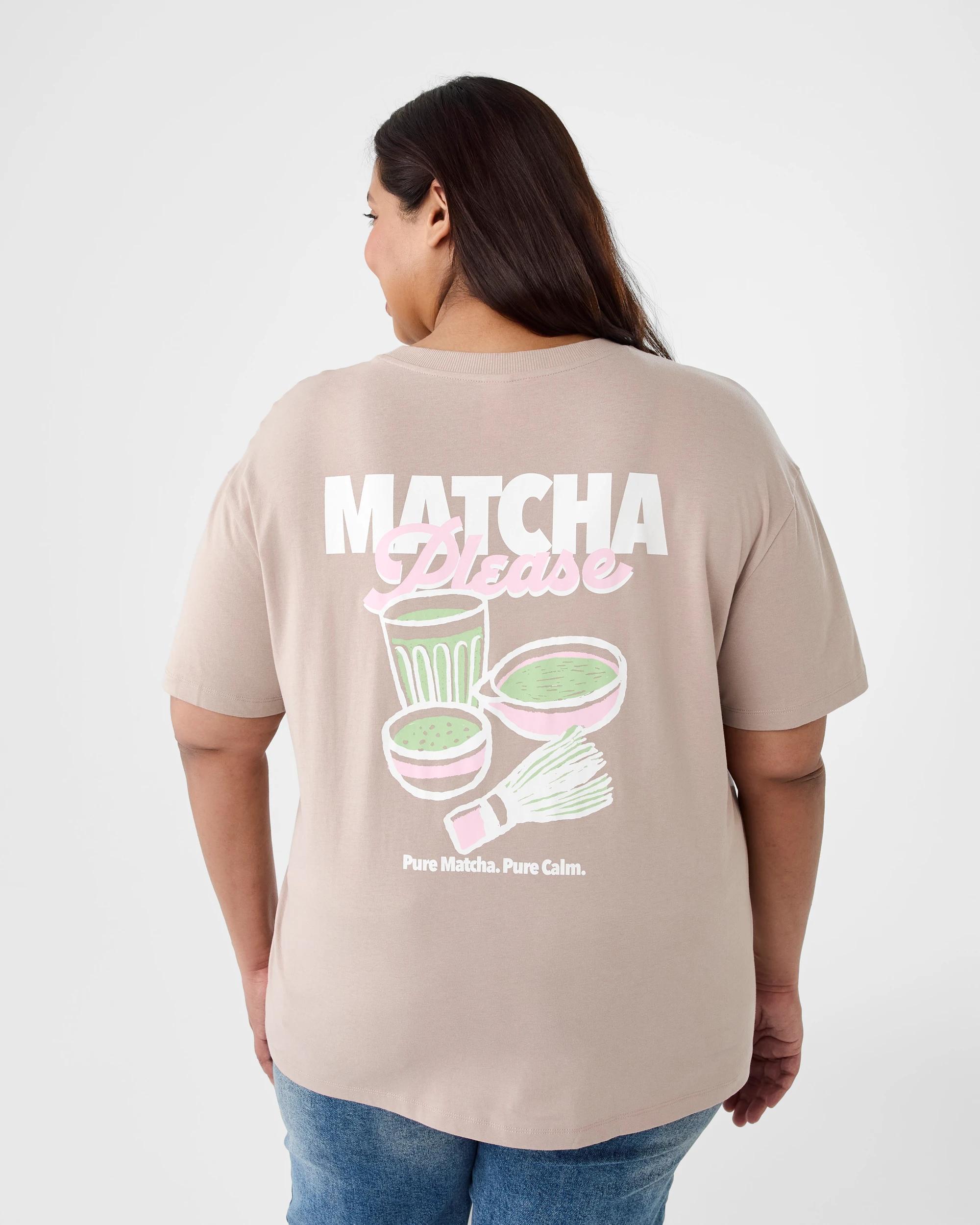 3 Curve Short Sleeve Boyfriend T-shirt MATCHA, 3 of 7