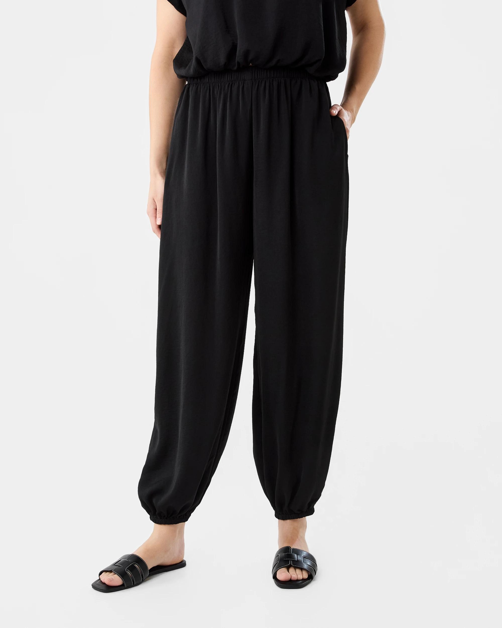 1 Satin Harem Pants Black, 1 of 6