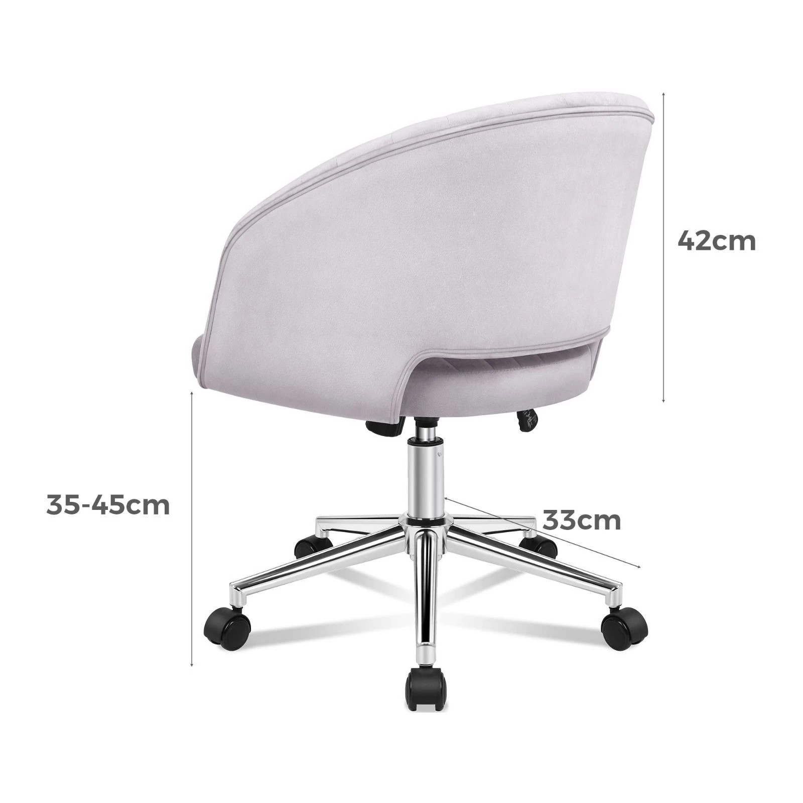 4 Alfordson Velvet Office Chair Swivel Armchair Work Seat Adult Kids - Grey, 4 of 9