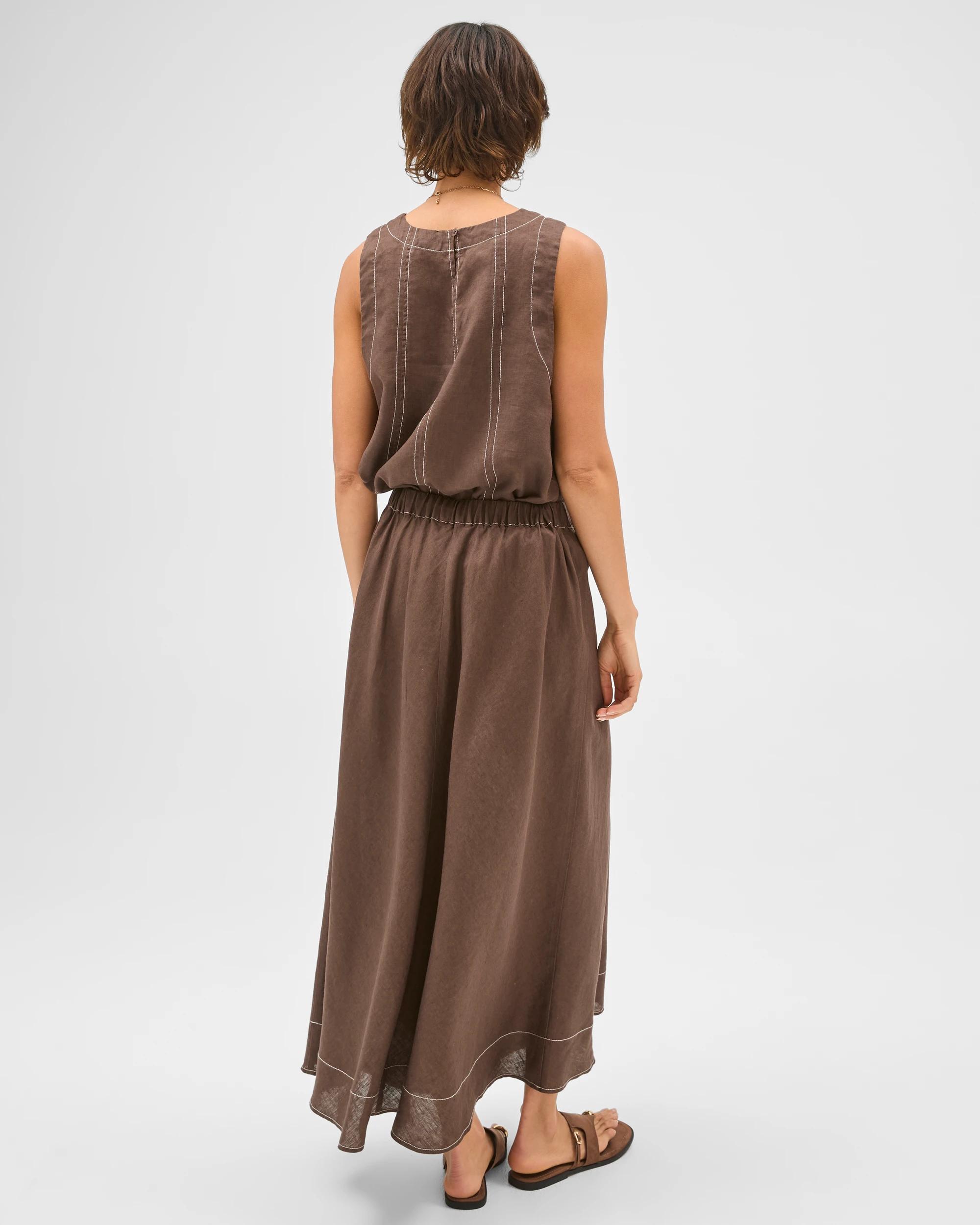 7 Target Woman European Linen Seam Detail Midi Skirt COFFEE BEAN, 7 of 7