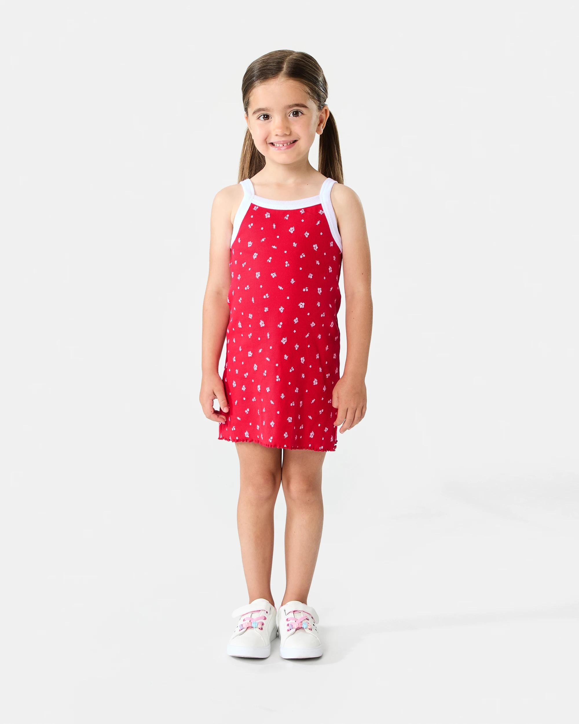 6 Sleeveless Ribbed Dress Red Floral, 6 of 7