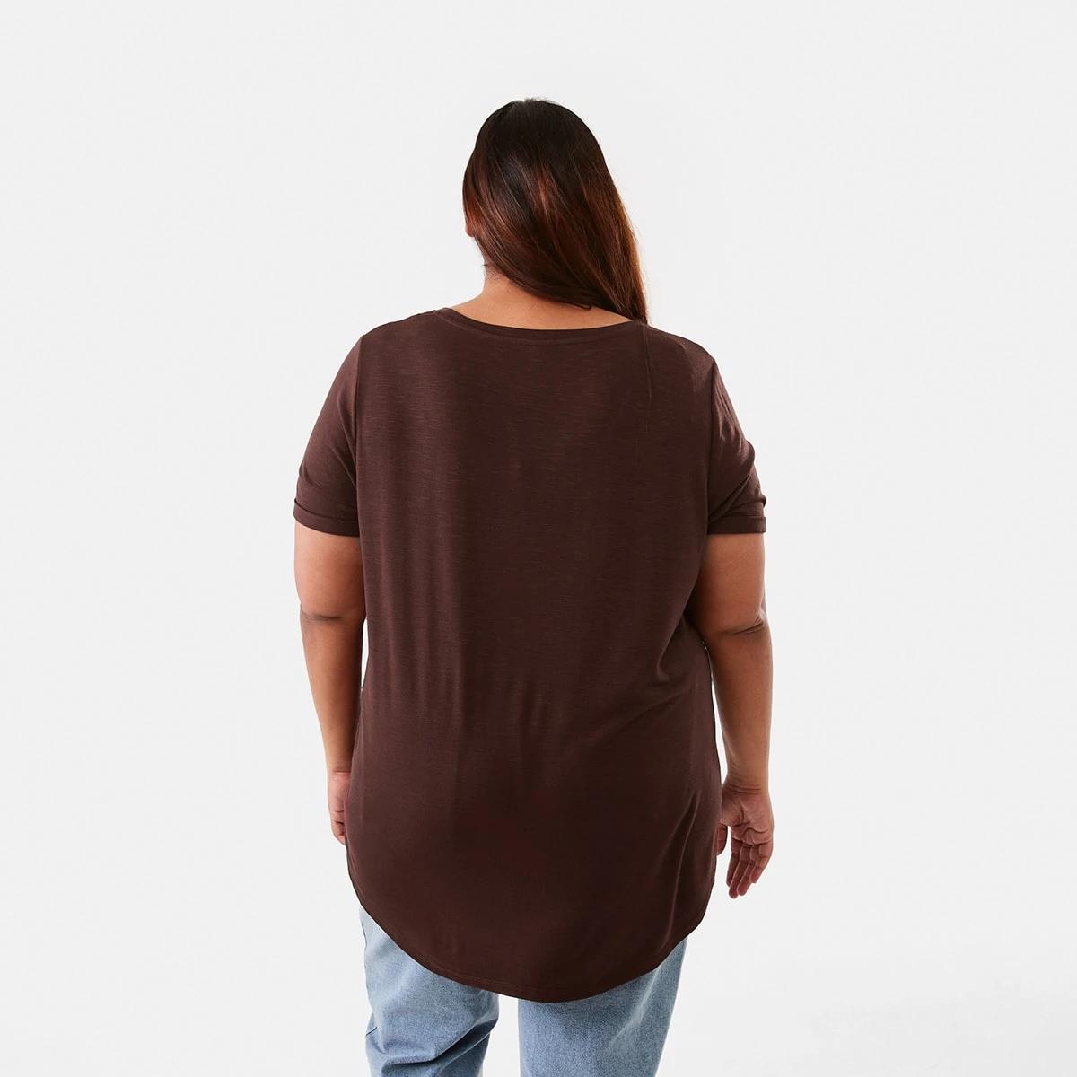 3 Curve Short Sleeve Slub Round Neck T-shirt Bnt Mroon, 3 of 6