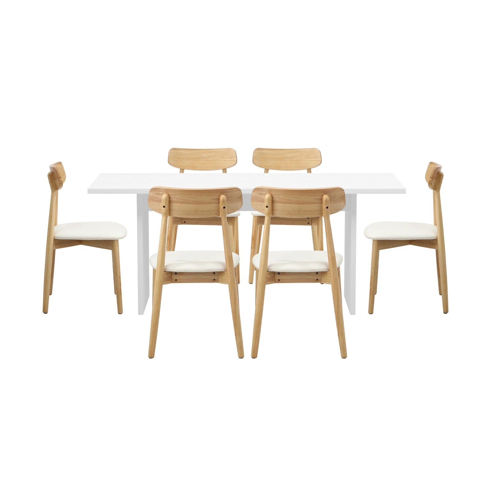 9 Oikiture 6-Seater Dining Table and Chairs Wooden Furniture Set - Multi, 9 of 9