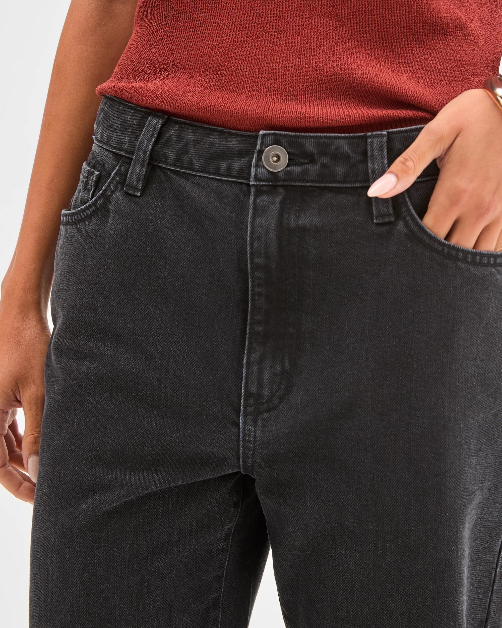 4 Lily Loves Denim Mid Rise Straight Leg Jeans WORN BLACK, 4 of 7