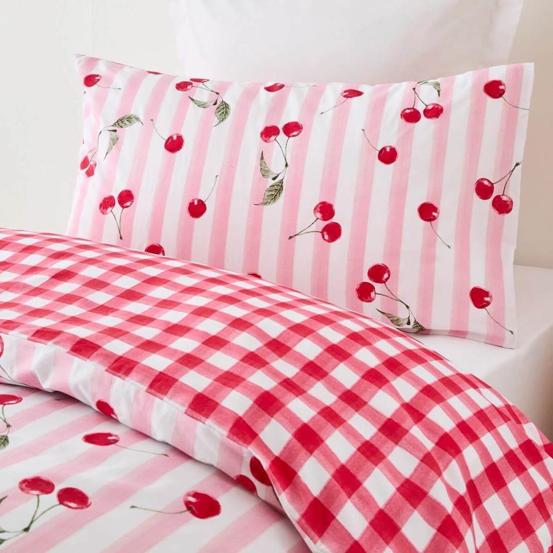3 Cherry Cotton Rich Reversible Quilt Cover Set - Single Bed, 3 of 7