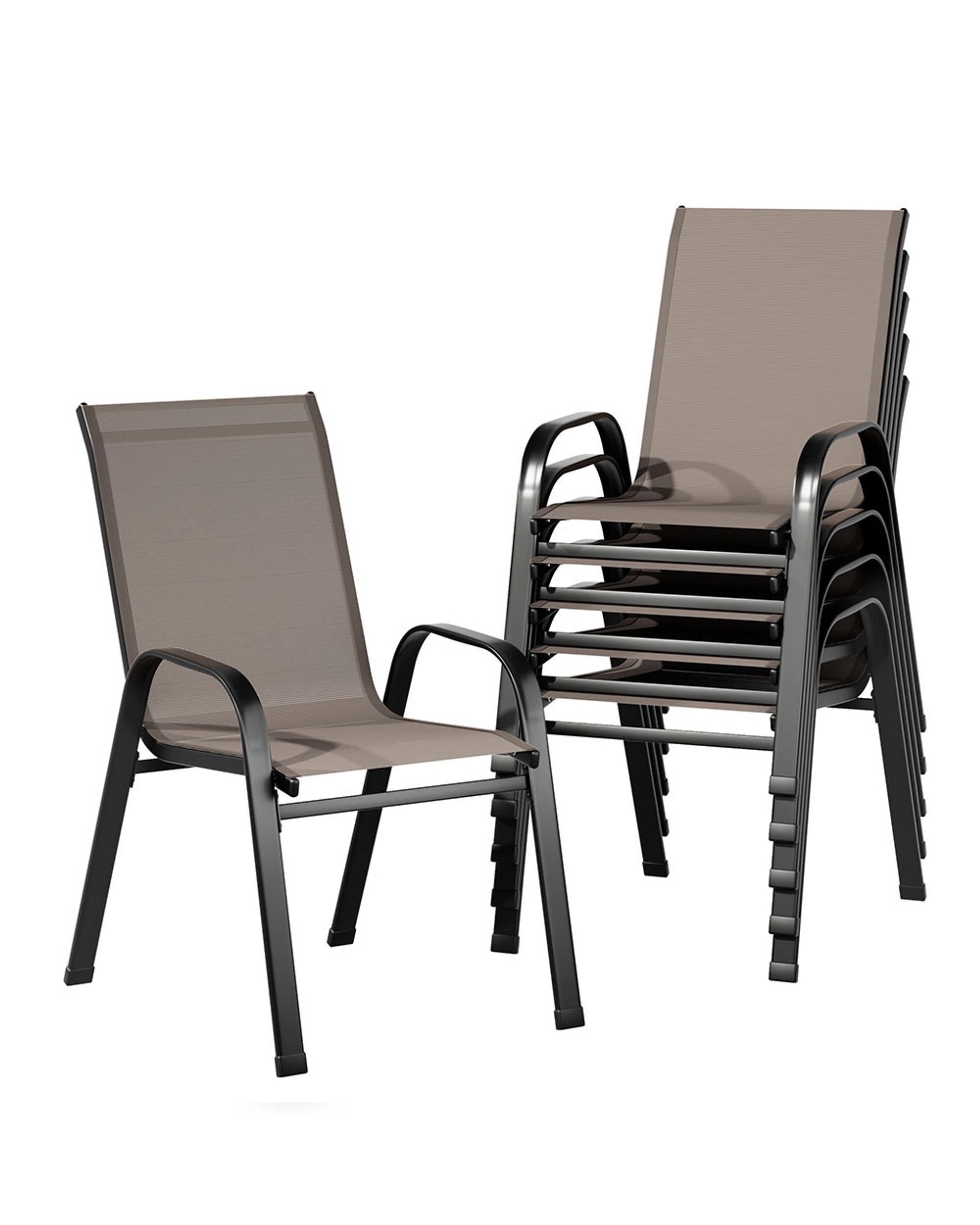 1 Gardeon 6PC Outdoor Dining Chairs Stackable Lounge Chair Patio Furniture Brown - Brown, 1 of 6