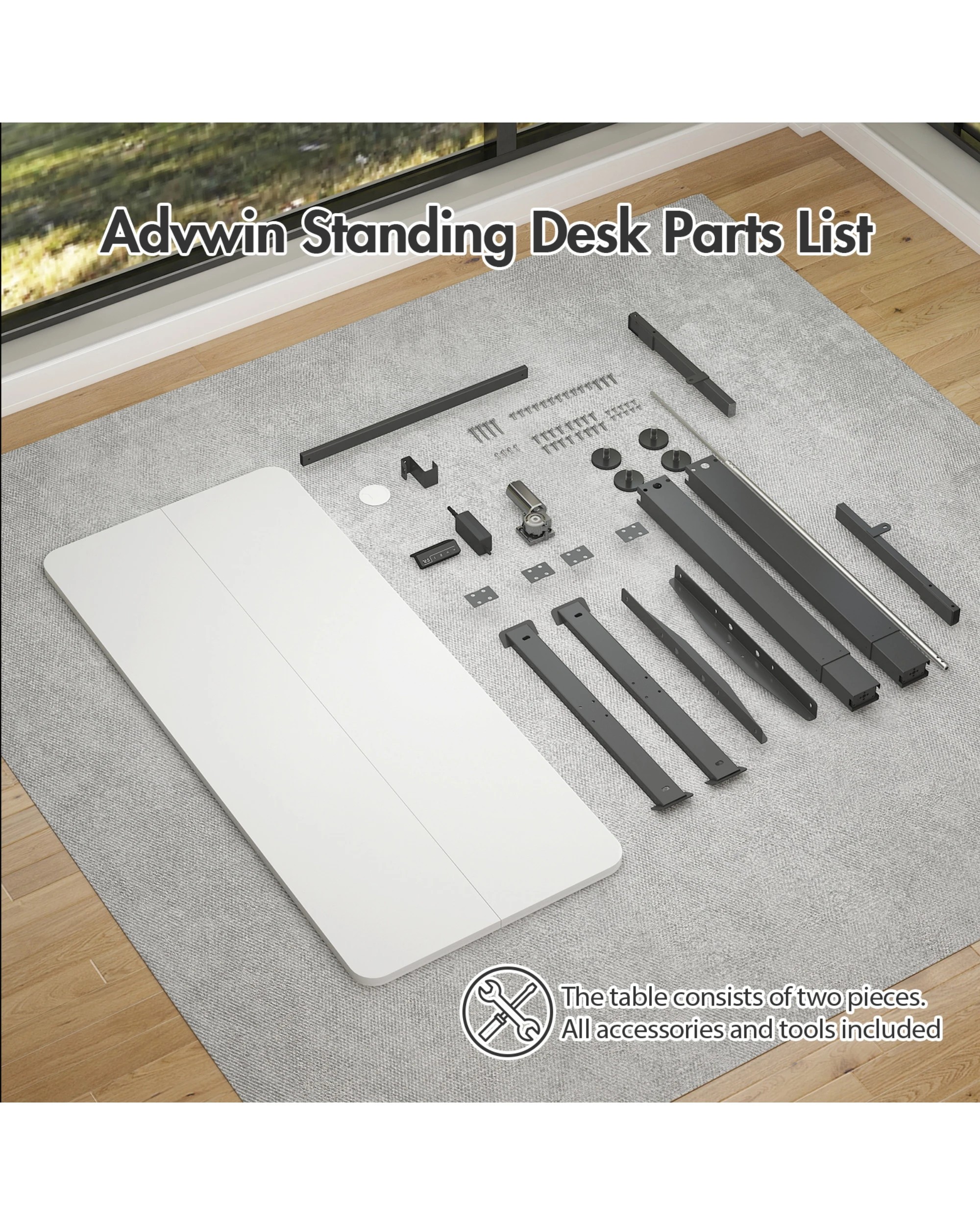 10 Advwin Standing Desk Electric Height Adjustable 120x60cm
 - White, 10 of 10