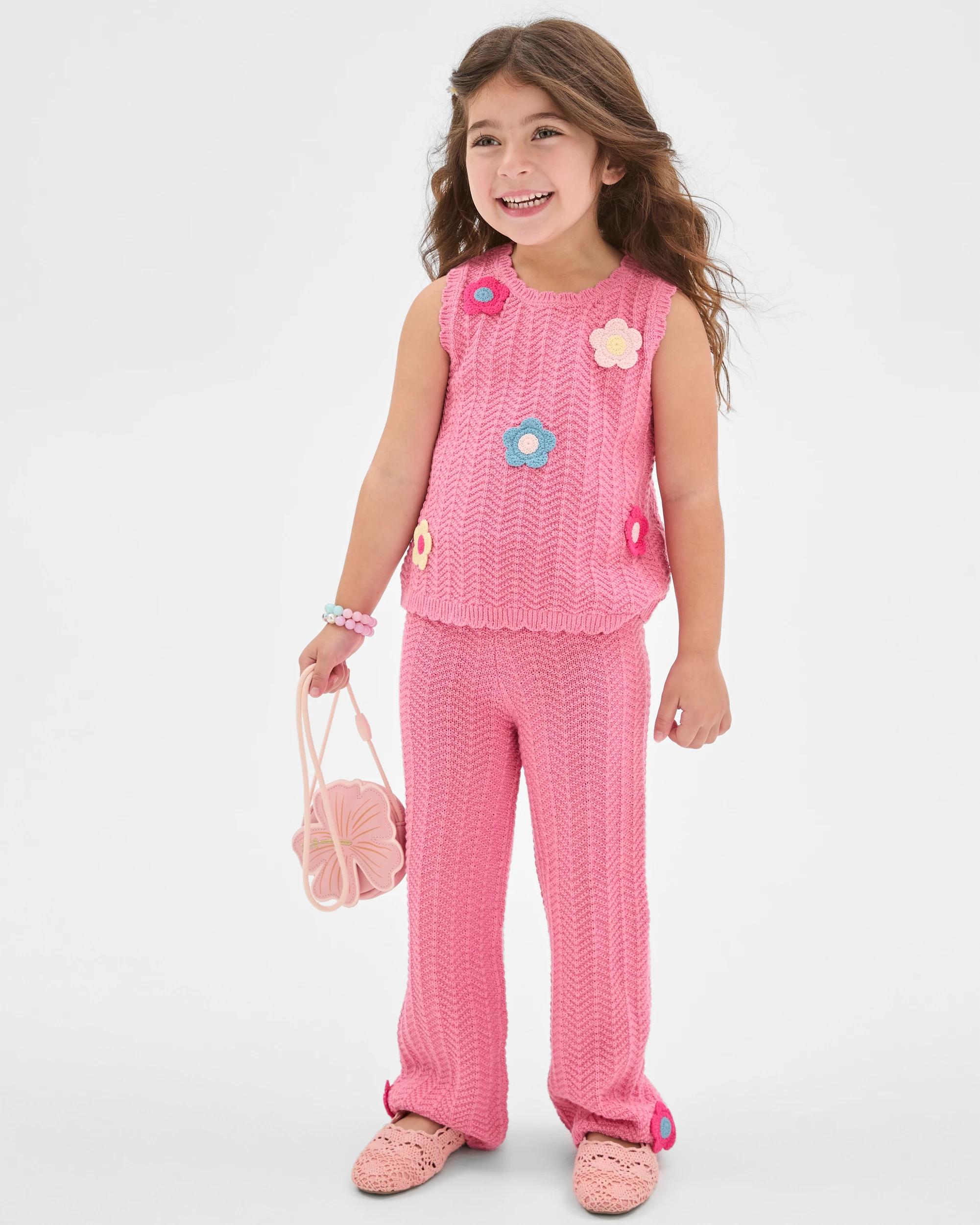 1 Target Kids Australian Cotton Crochet Co-Ord Pants PINK, 1 of 6