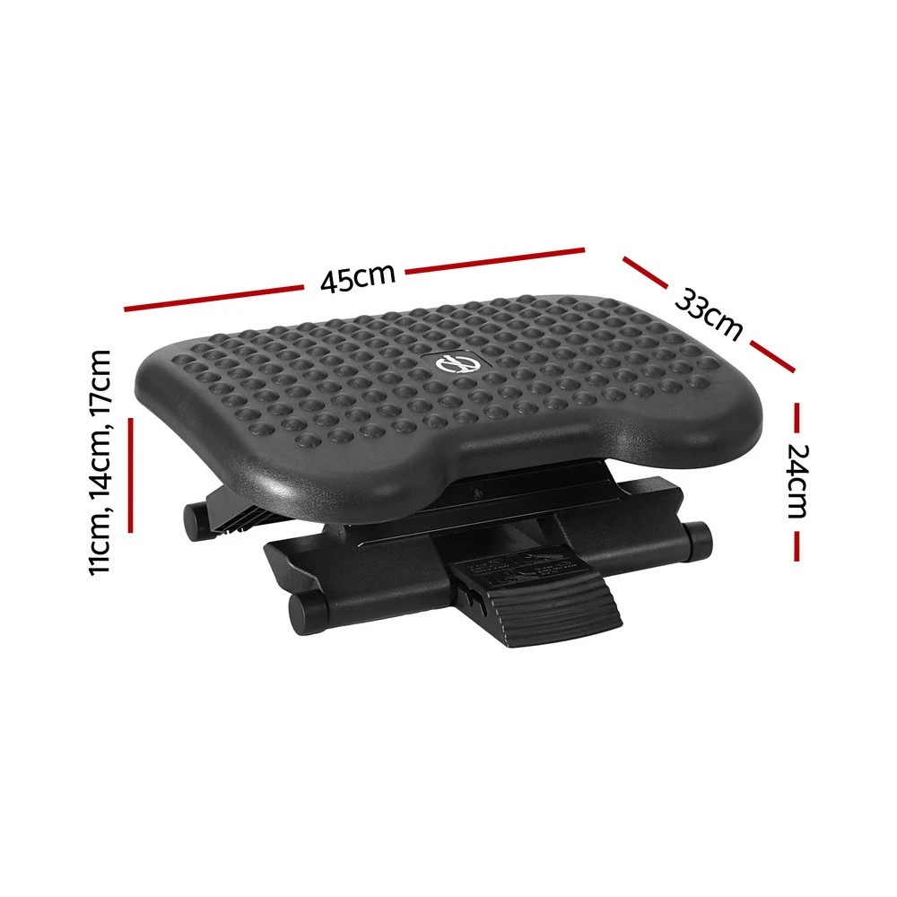 2 Artiss Foot Rest Stool Office Under Desk Angle Adjustable Footrest Massage - Black, 2 of 5