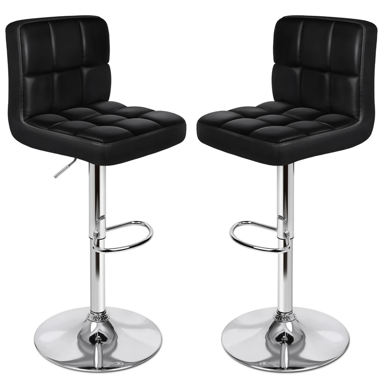1 ALFORDSON 2x Bar Stools Ralph Kitchen Swivel Chair Leather Gas Lift - Black, 1 of 5