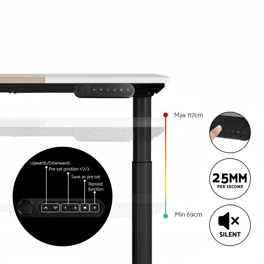 5 Artiss Standing Desk Motorised Electric Dual Motor 120CM - Multi, 5 of 6