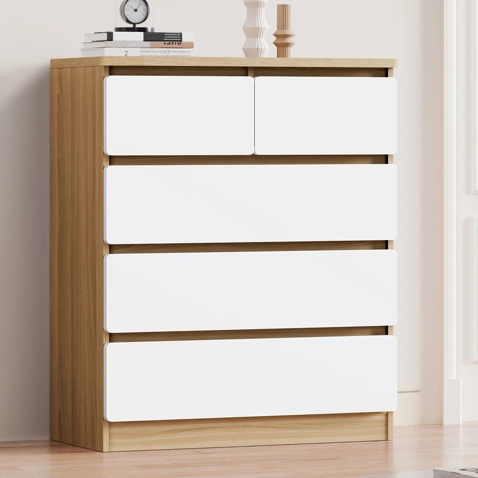 8 Alfordson 5 Chest of Drawers Minimalist Storage Cabinet Dresser - Oak, 8 of 10