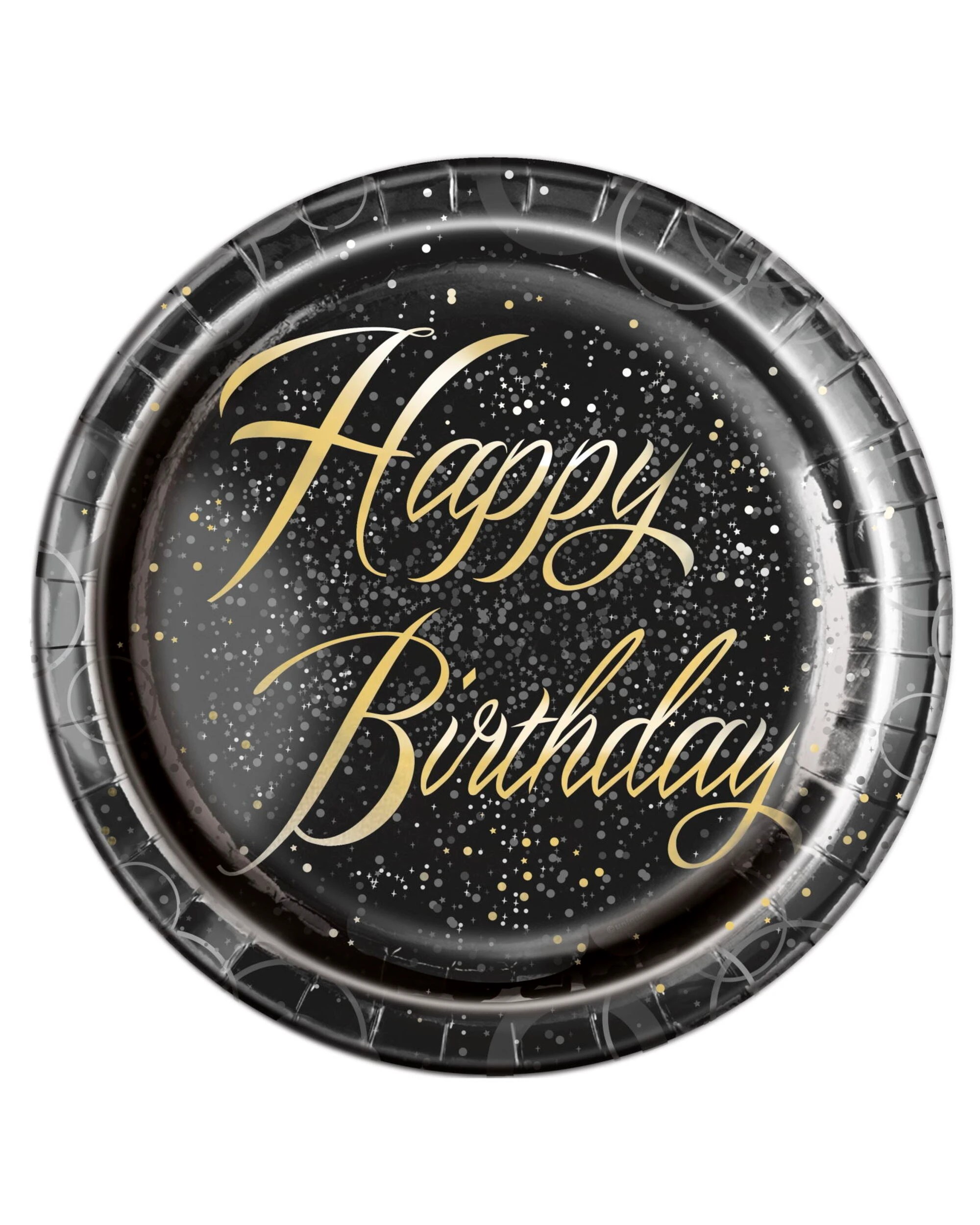 1 Meteor Glitz Happy Birthday Large Paper Plates Pack of 8 - Gold, 1 of 1