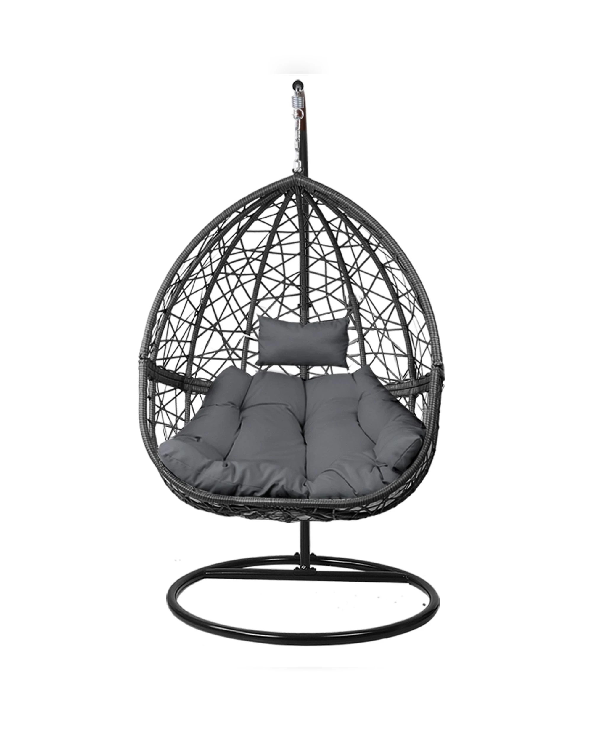 2 Gardeon Outdoor Egg Swing Chair Wicker Rattan Furniture Pod Stand Cushion
 - Black, 2 of 3