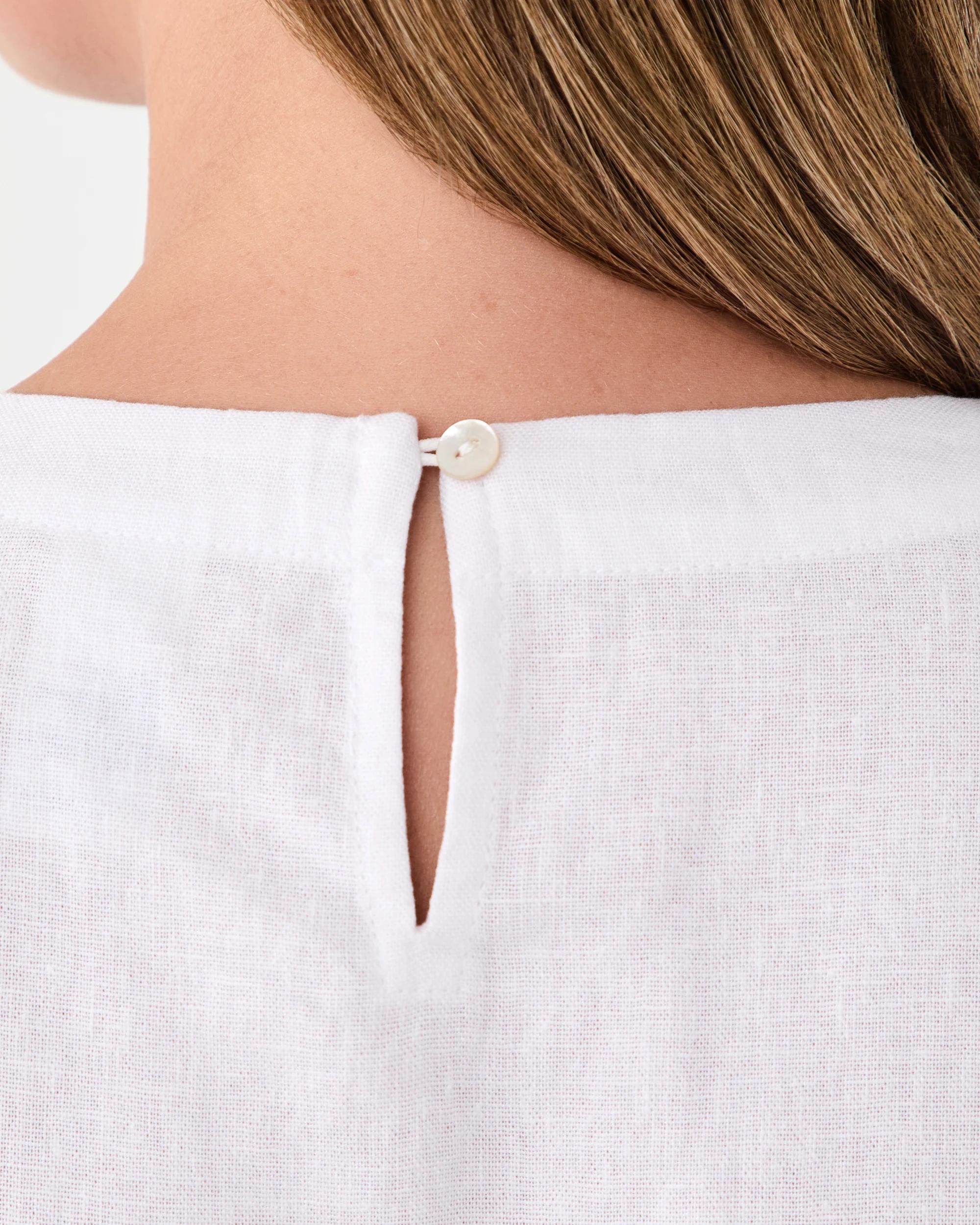 7 Short Sleeve Linen Blend Boxy Top White, 7 of 7