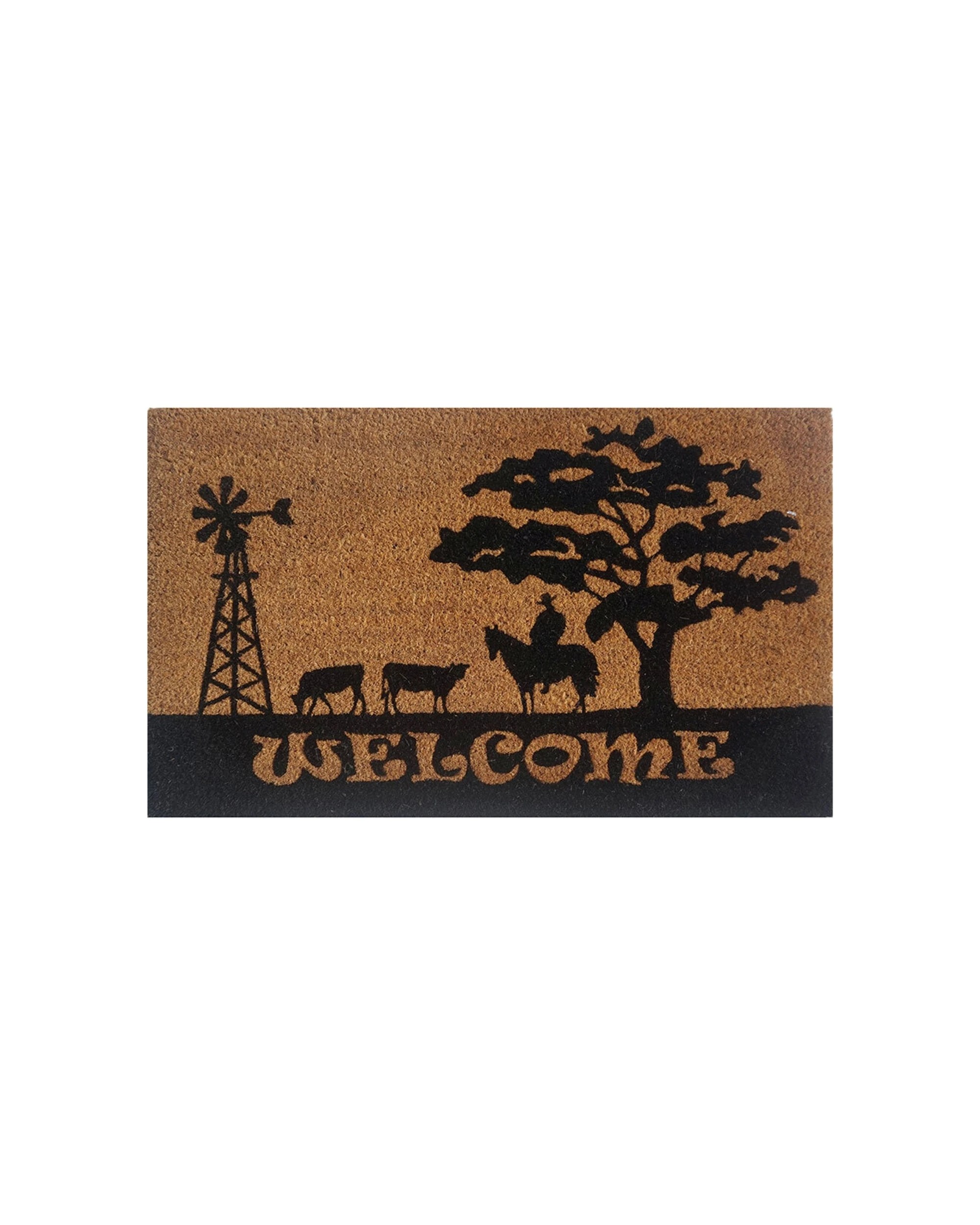 1 Solemate PVC Welcome Country 45x75cm Outdoor Doormat PVC Backed Coconut Coir - Natural, 1 of 5