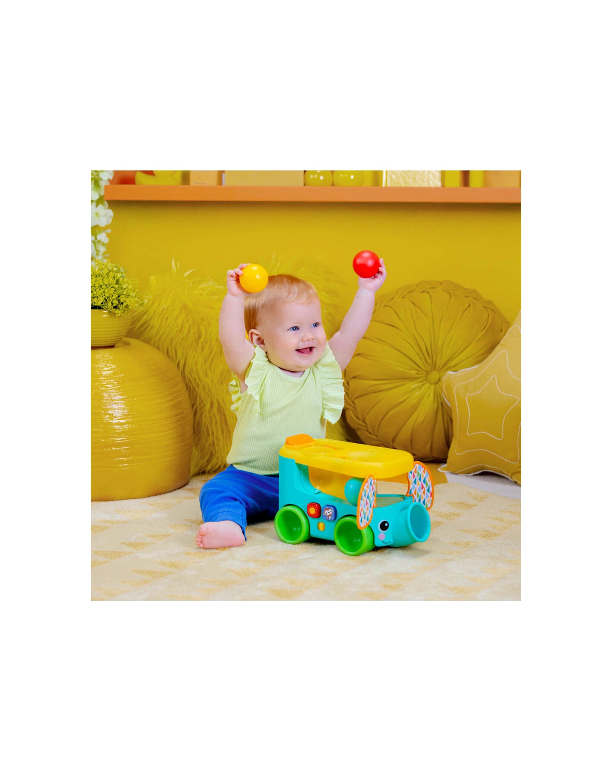 5 Bright Starts Pop And Roll Safari Bus Ball Toy Lights And Sounds 6 Months - Multi, 5 of 7