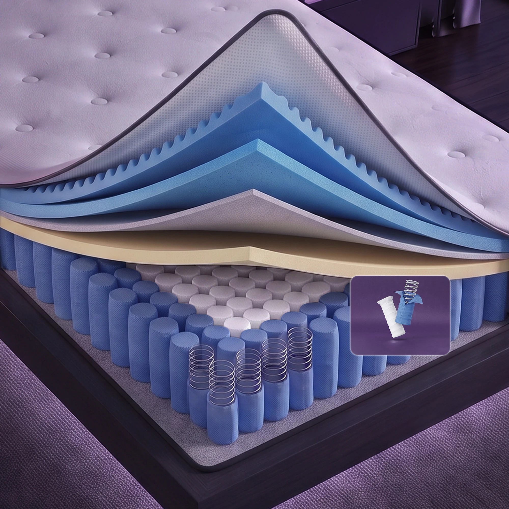 5 Levitex Mattress 23CM with Pocket Spring & Cooling Gel Foam - Single Bed - Multi, 5 of 10