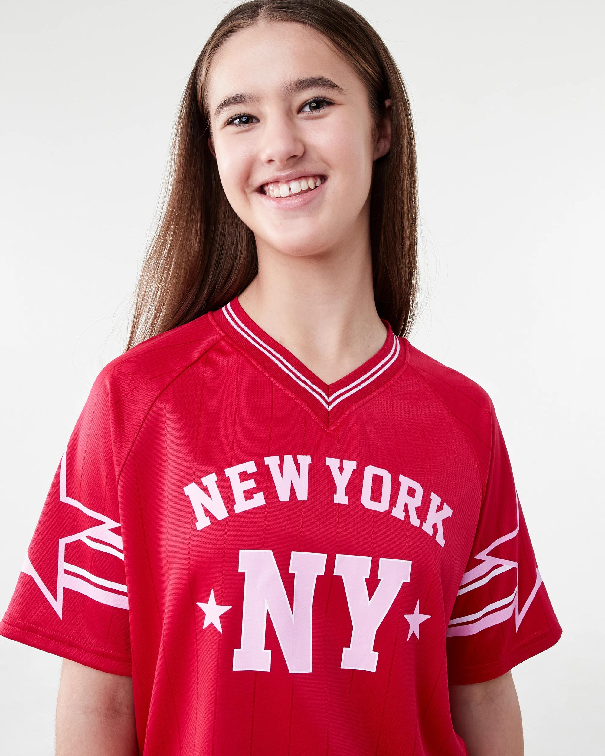 3 V-Neck Mesh Printed T-shirt Red Ny, 3 of 7