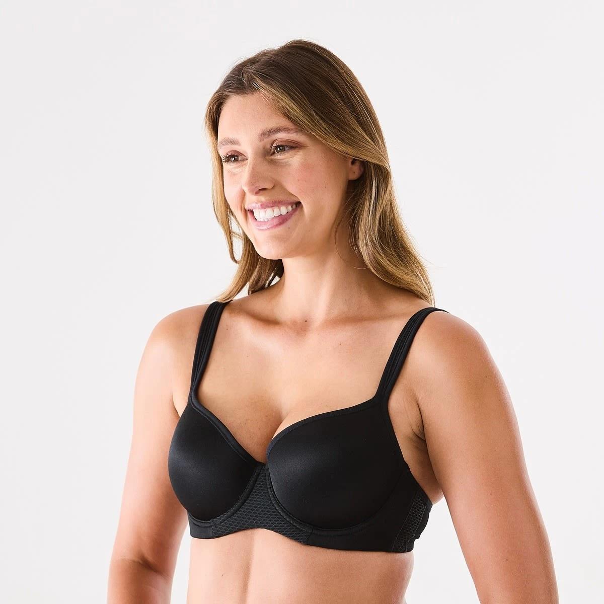 5 2 Pack Active Womens Sports Underwire Padded Medium Support Bra BLACK, WHITE, 5 of 9