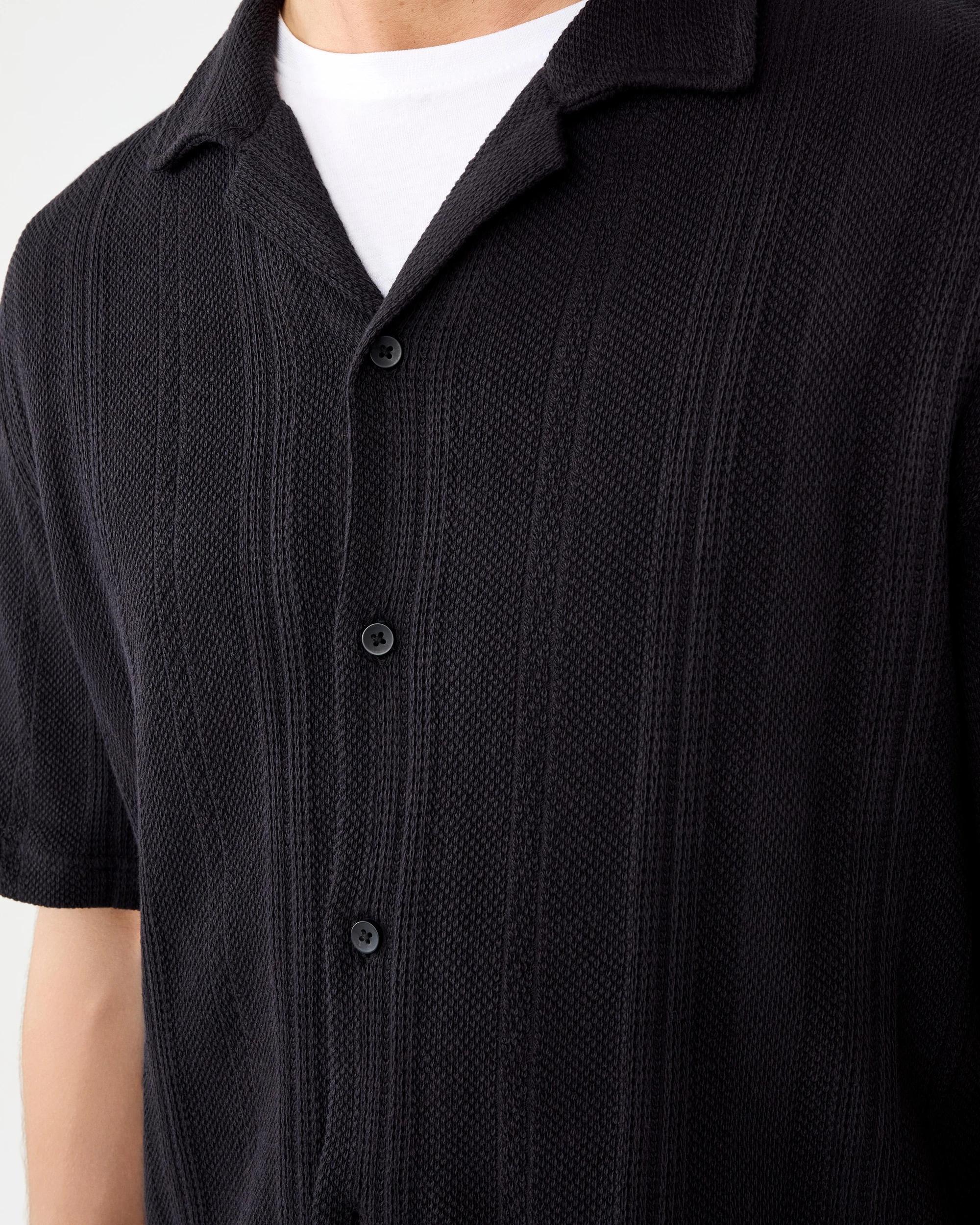 7 Short Sleeve Textured Shirt Blk Selfsp, 7 of 9