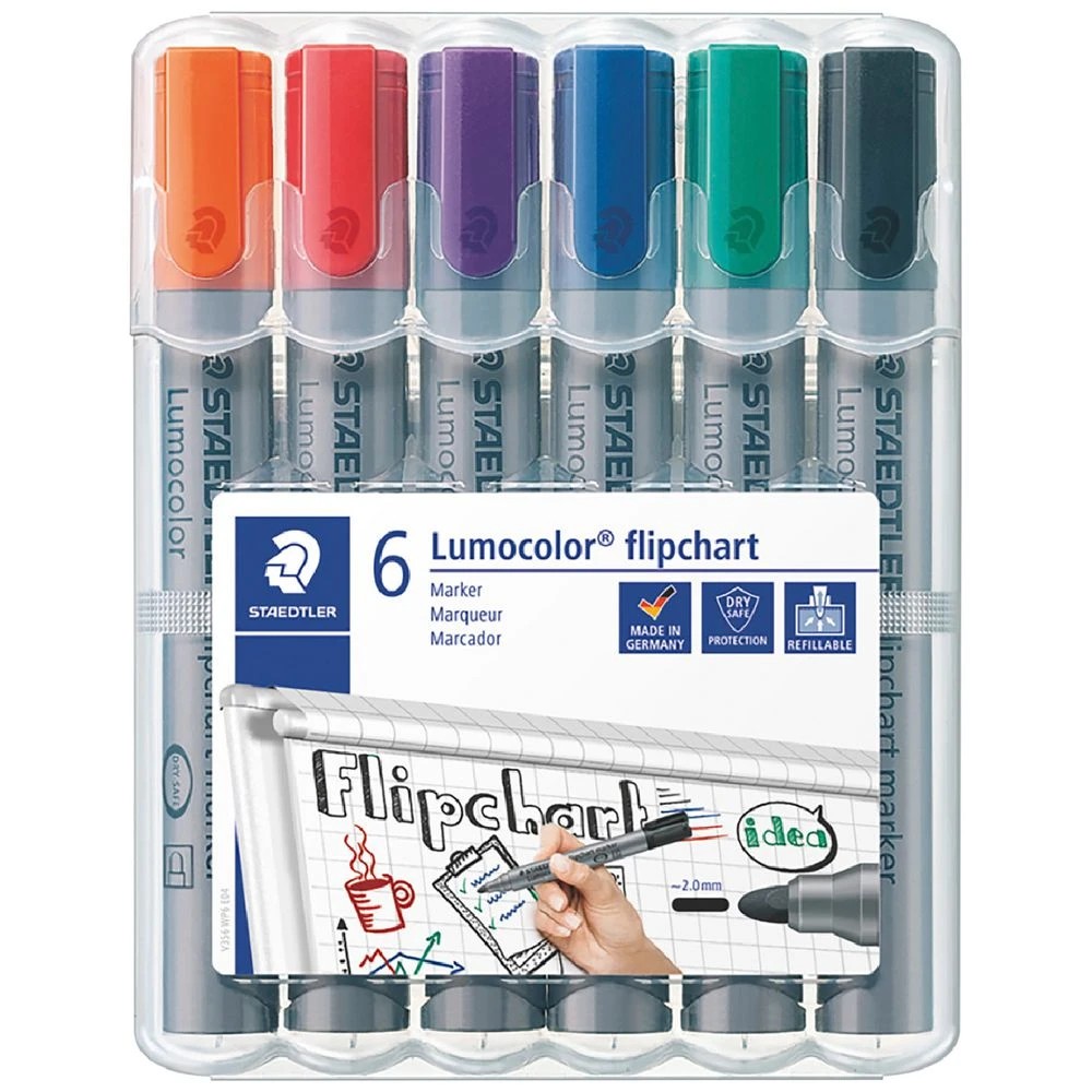 1 Staedtler Flipchart Marker 356 Assorted 6 Pack, 1 of 9