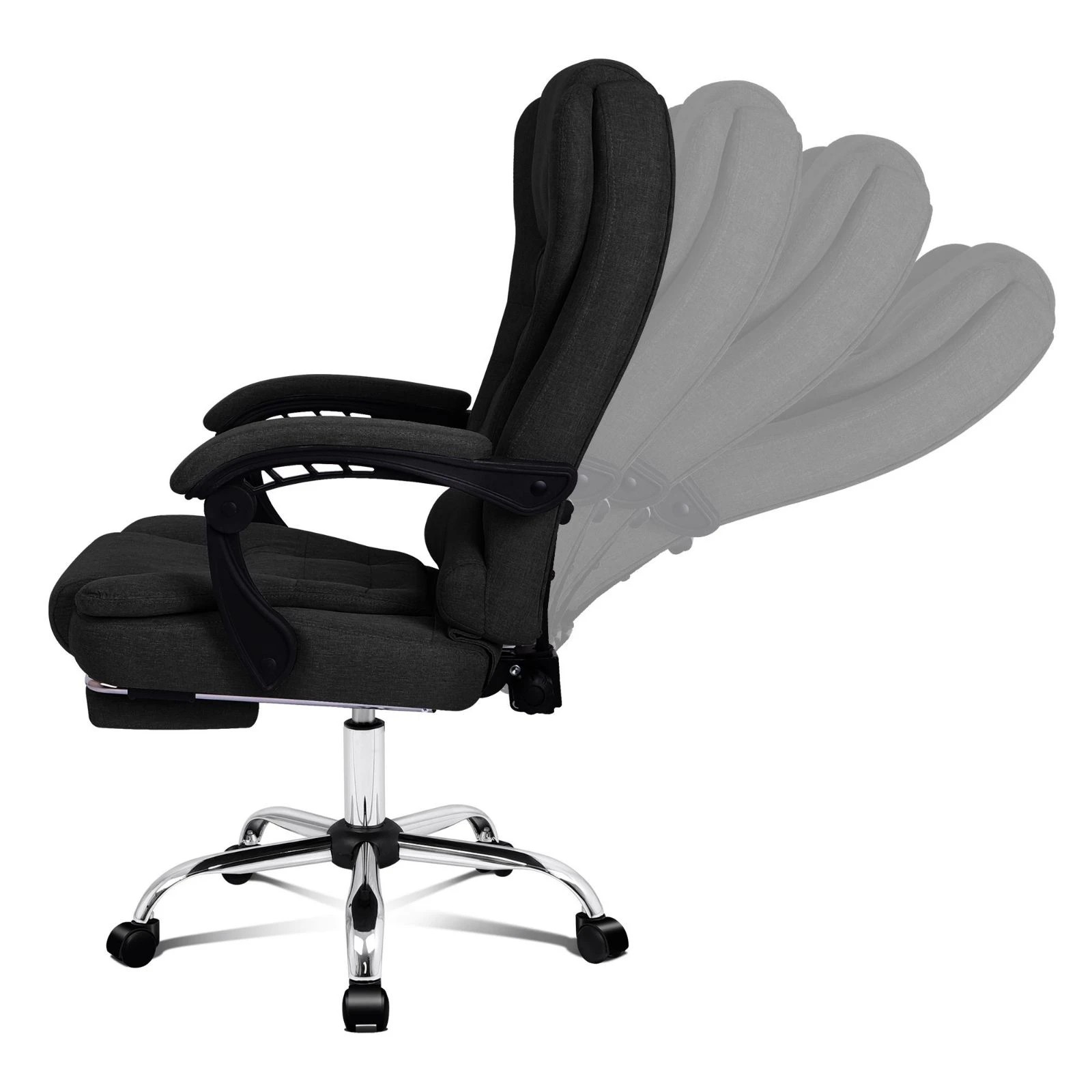 5 Alfordson Massage Office Chair Fabric Heated Seat Executive Gaming Racer - Black, 5 of 10