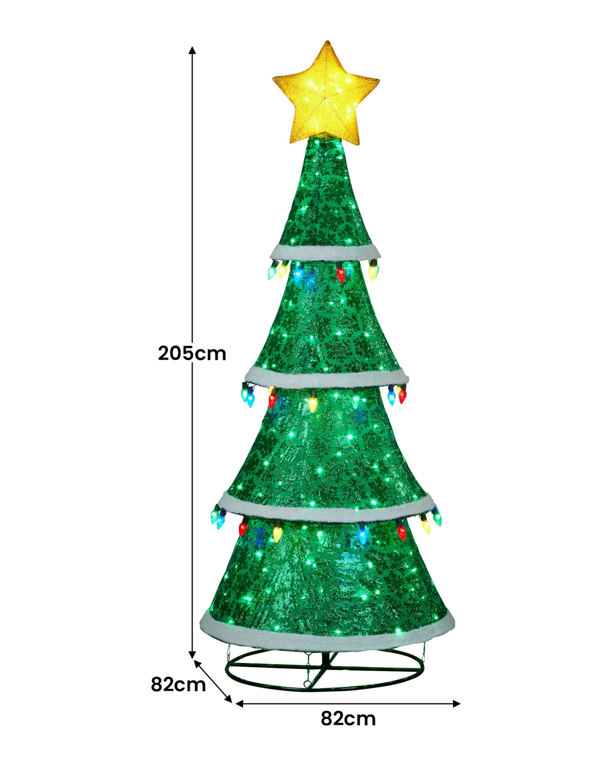 4 Christabelle Large 2m Indoor Outdoor Tiered Christmas Tree With Lights, 4 of 6