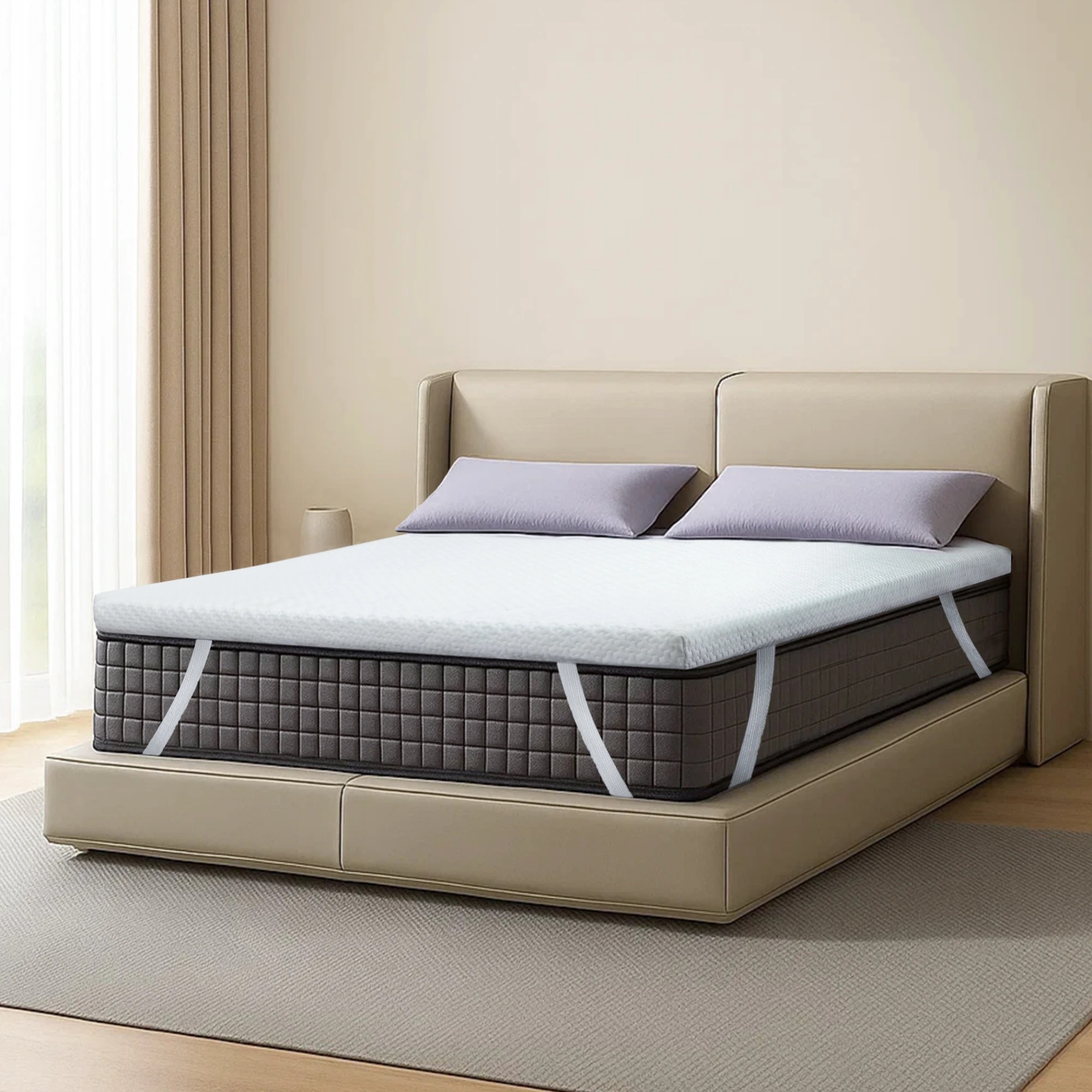 8 Dreamz Gel Memory Foam Mattress Topper Bed Cool Bamboo Cover Queen Washable 8cm, 8 of 9