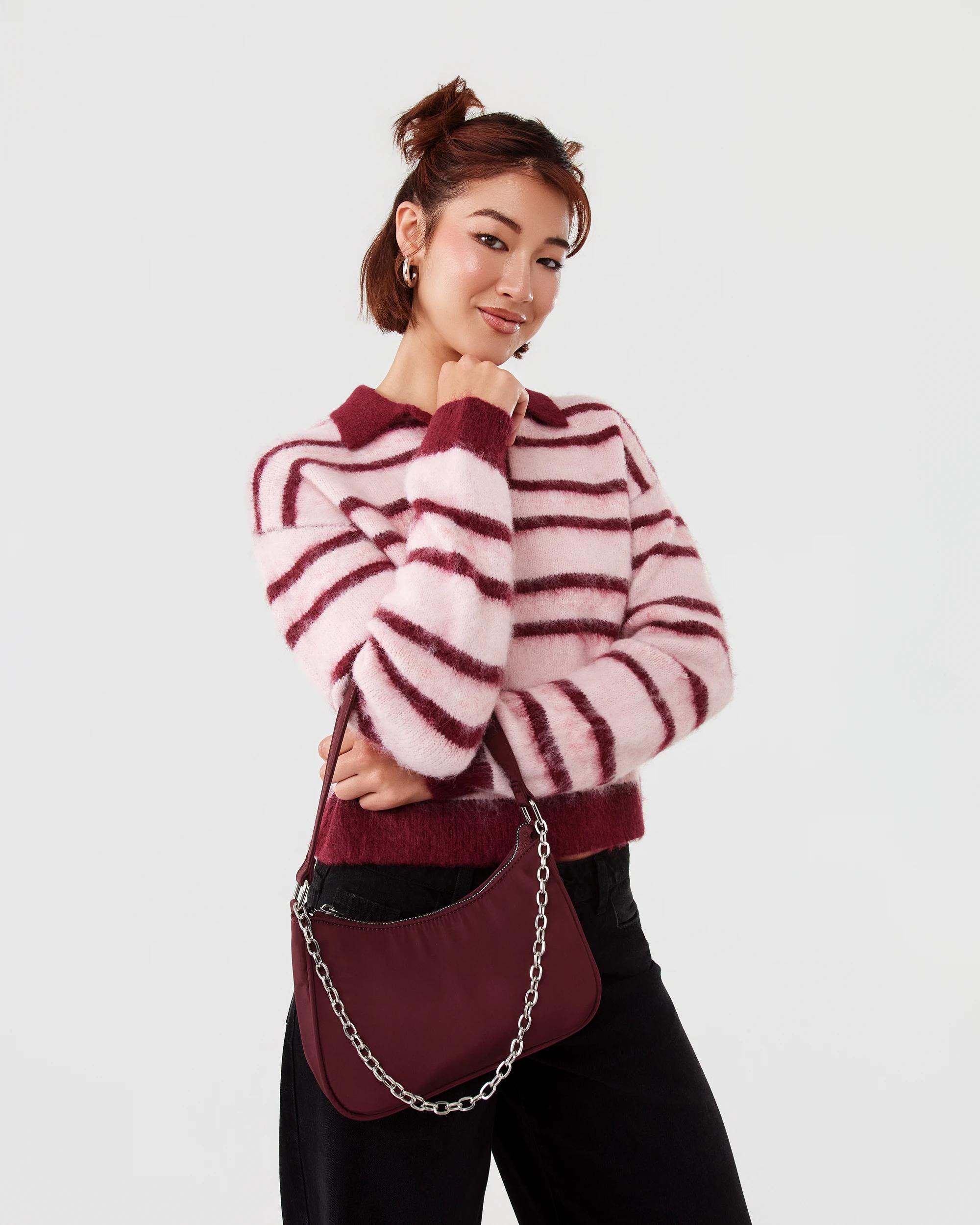 7 Nylon Shoulder Bag Red Plum, 7 of 7