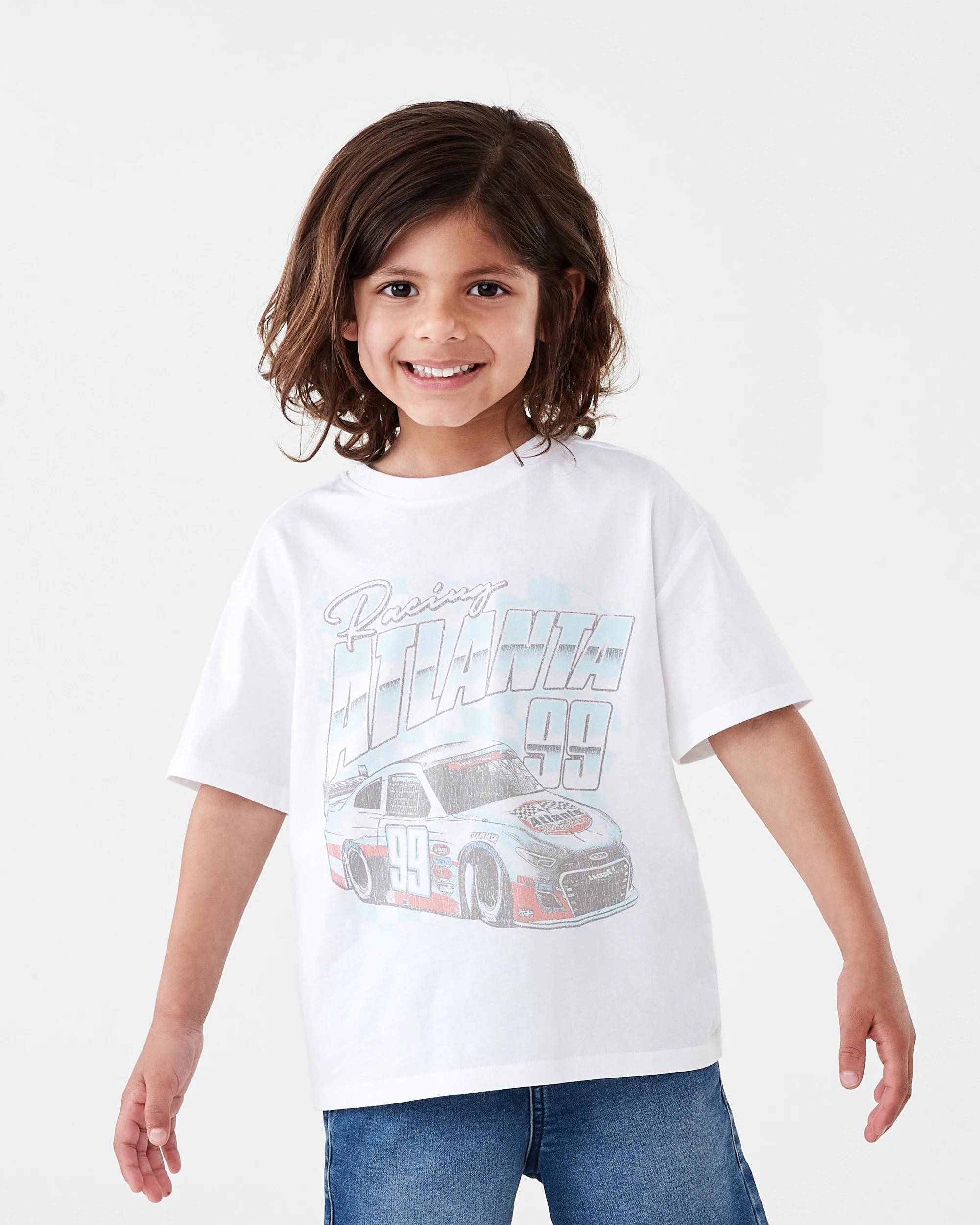 1 Chest Print T-shirt Wht Car, 1 of 6