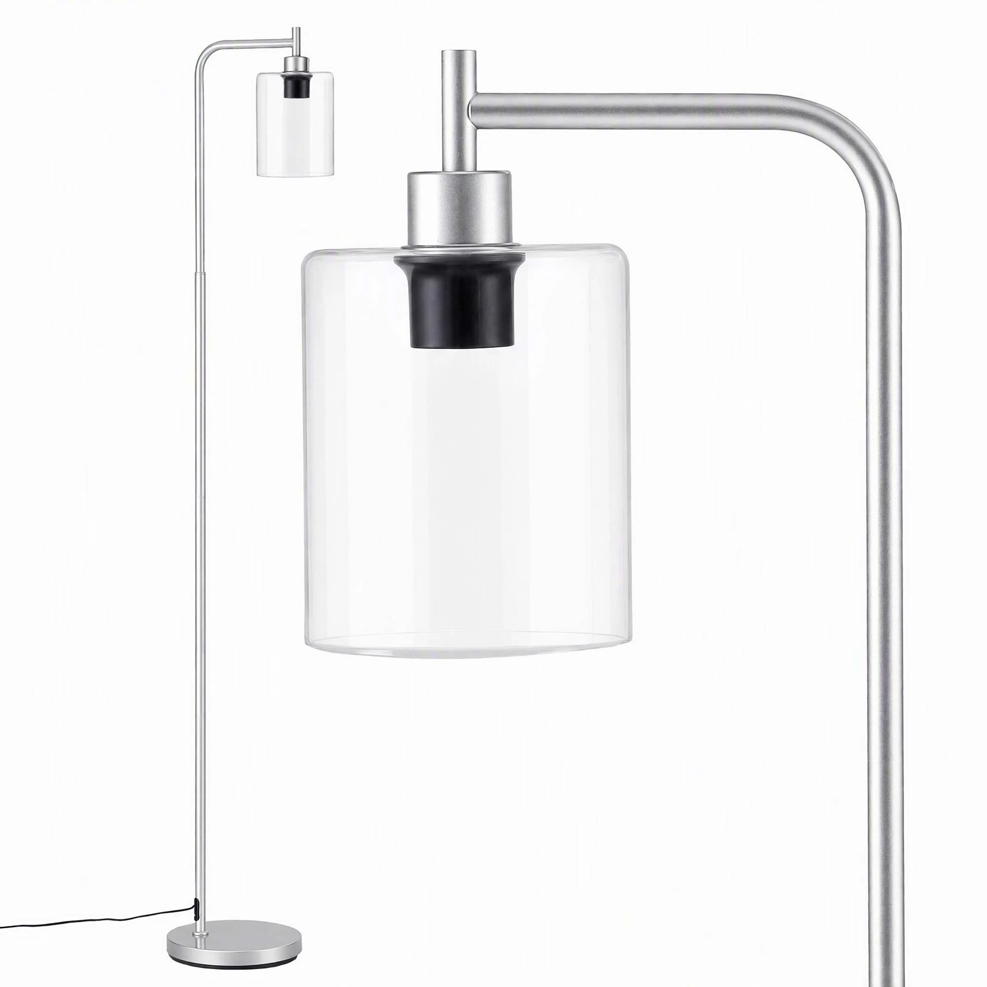 1 Artiss Modern Floor Lamp Tall Standing Light with Glass Shade for Living Room E27 - Silver, 1 of 9