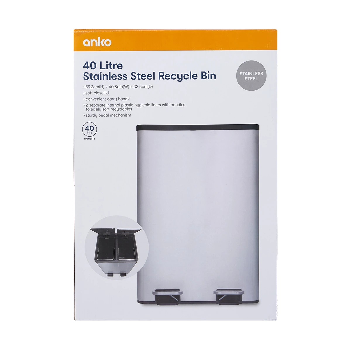 7 40L 2 Compartment Stainless Steel Recycle Bin, 7 of 7