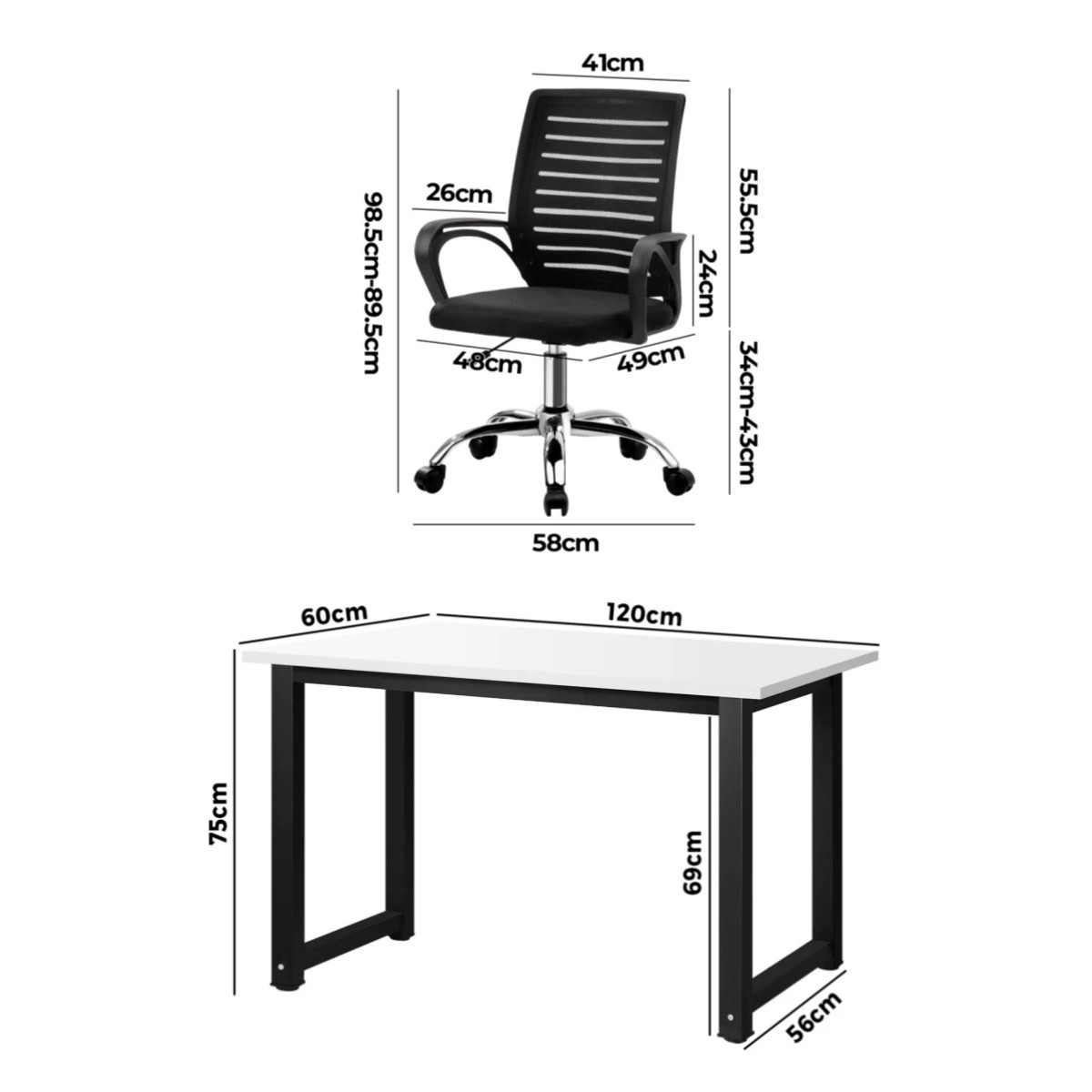 2 Oikiture Home Office Desk and Chair Set - Multi, 2 of 8