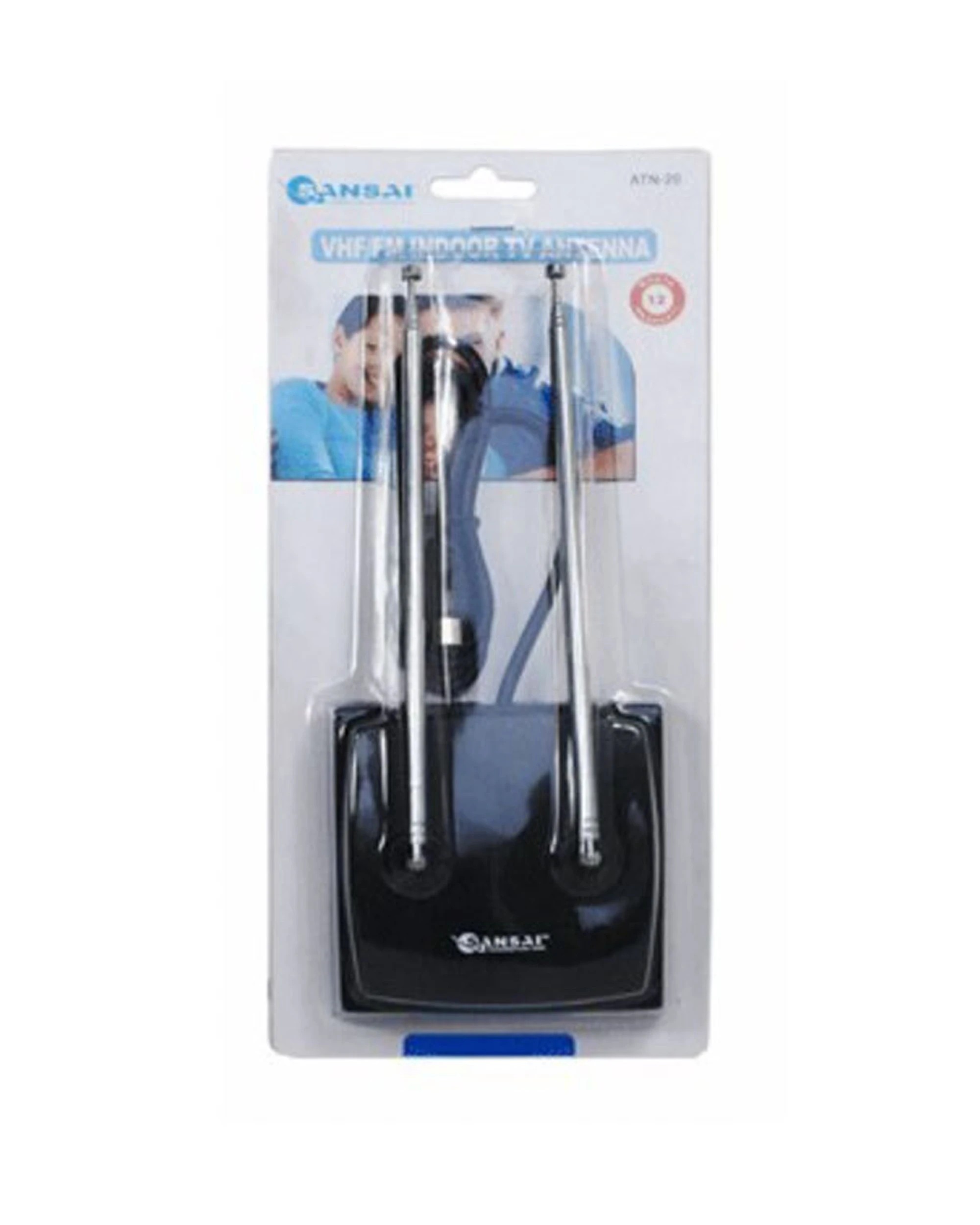 2 Sansai Portable Indoor TV Antenna VHF FM Adjustable Telescopic Rods 75 Ohm - Multi, 2 of 2