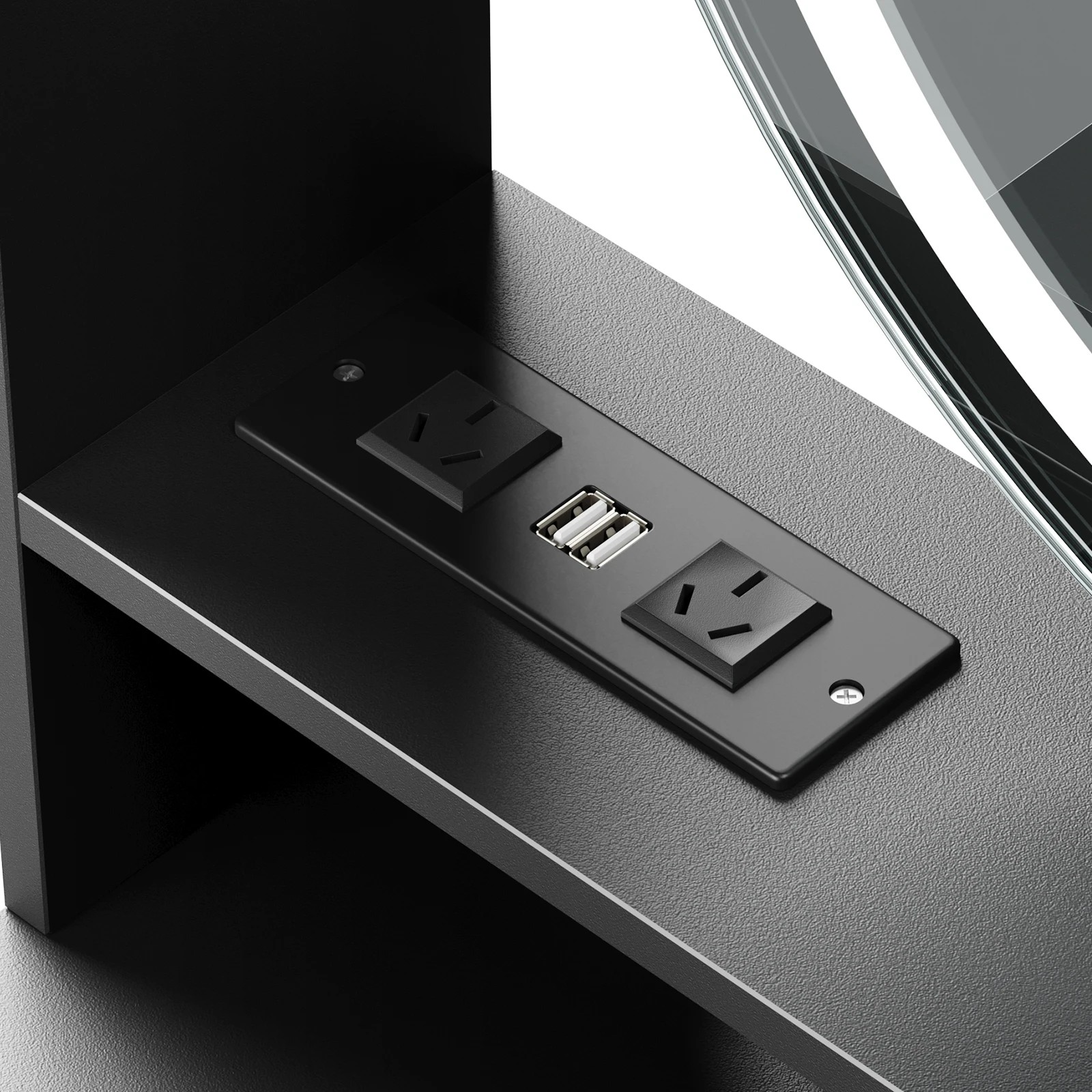 4 Advwin Dressing Table Set with LED Lighted Round Mirror - Black, 4 of 9