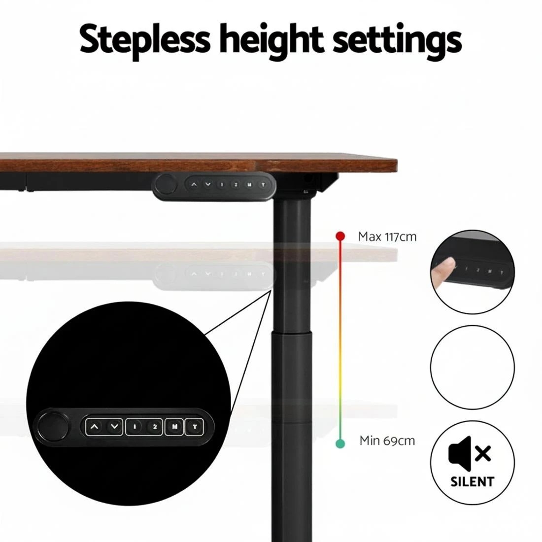 6 Artiss Standing Desk Motorised Electric Dual Motor Rustic  140CM - Brown, 6 of 7