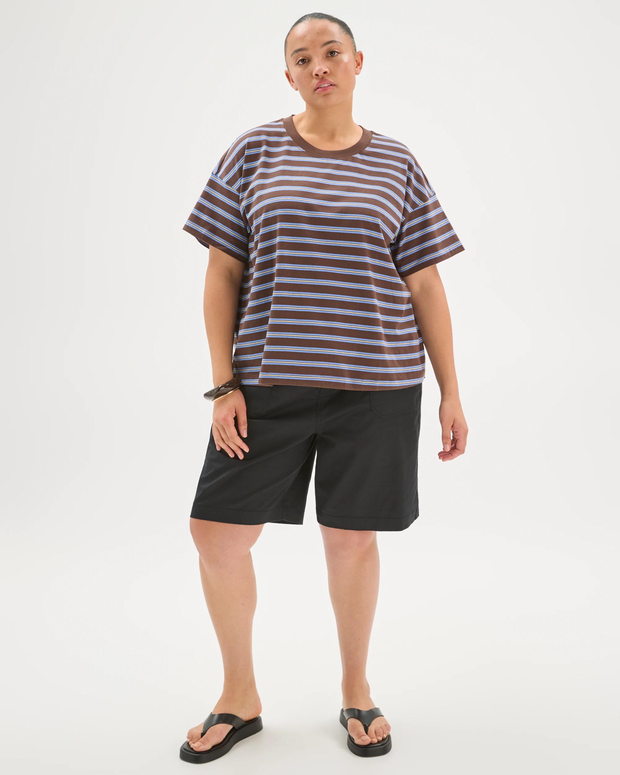 2 Target Curve Plus Size Australian Cotton Split Hem T-Shirt BRUNETTE BLUE STRIPE, 2 of 7