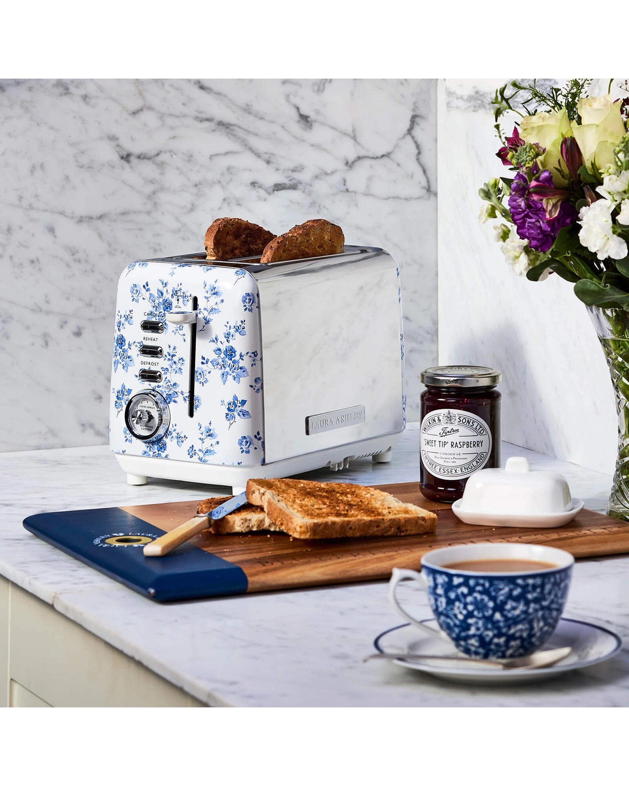 3 Laura Ashley 1.7L Jug Electric Kettle And 2 Slice Toaster Combo China Rose, 3 of 4