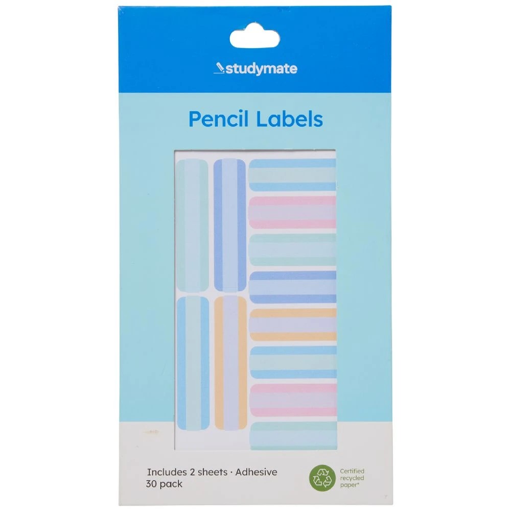 1 Studymate Pencil Labels Pastel 30 Pack, 1 of 3