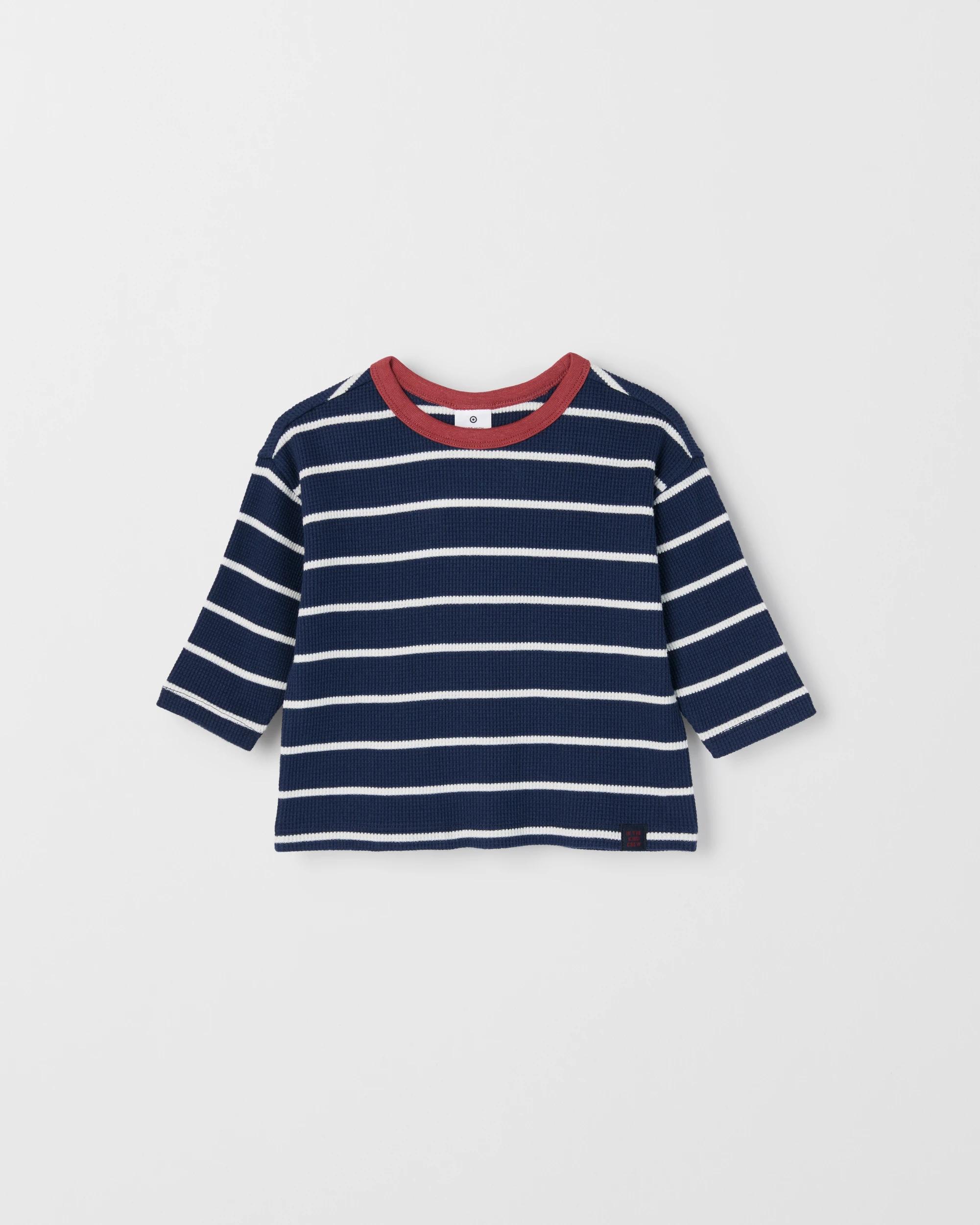 3 Target Baby Baby Organic Cotton 2 Pack Long Sleeve Waffle & Rib T-Shirt CLOUD DANCER STRIPE, 3 of 4